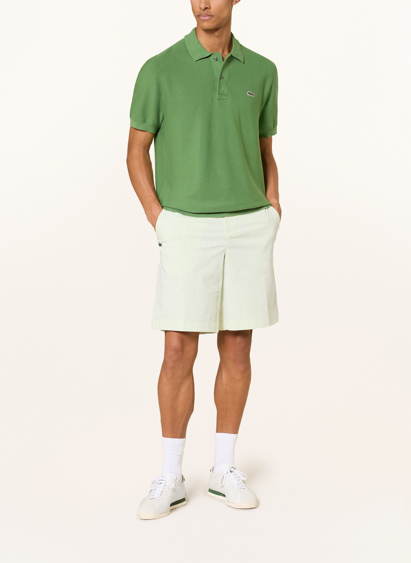 LACOSTE Classic Fit Knitted Polo Shirt: GREEN