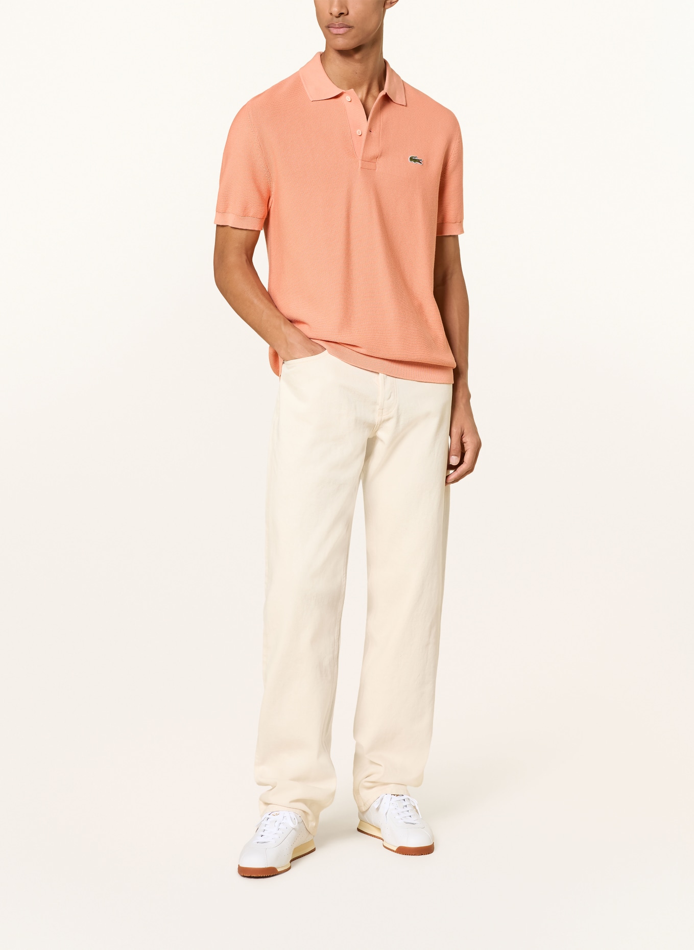 LACOSTE Polo en maille coupe classique: SAUMON