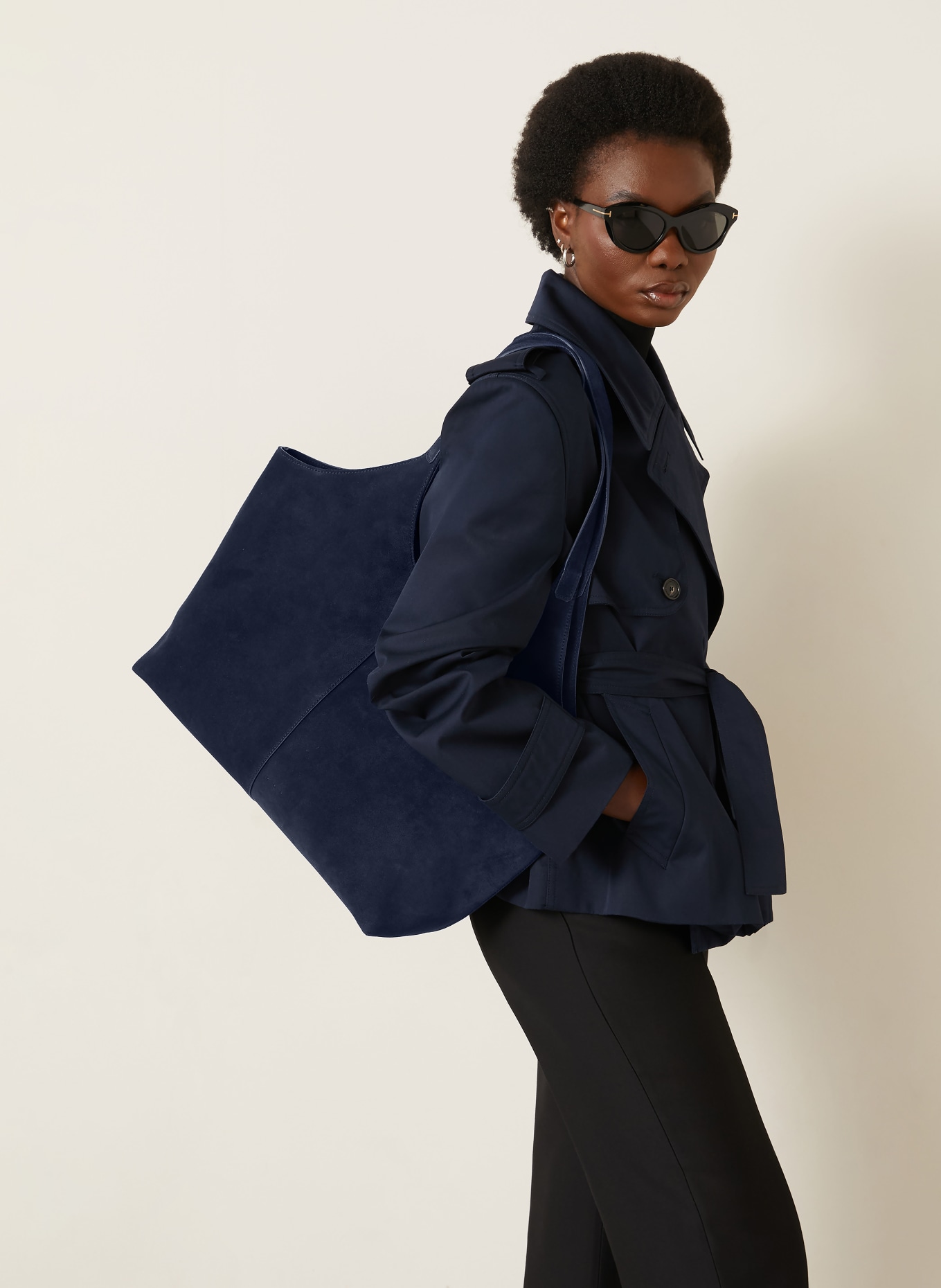 AESTHER EKME Shopper CABAS SUPPLE XL: DONKERBLAUW