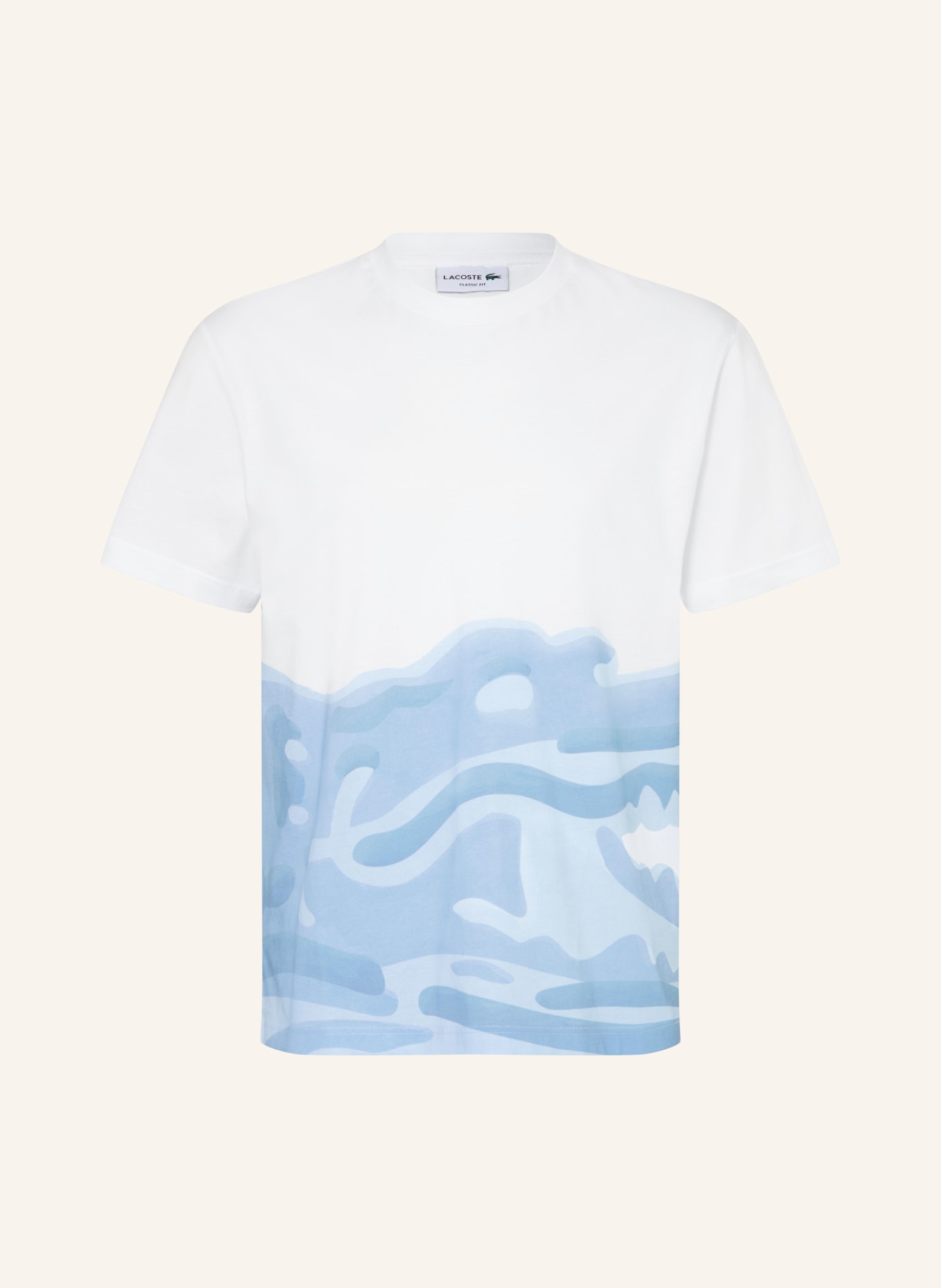 LACOSTE T-Shirt: WEISS / HELLBLAU