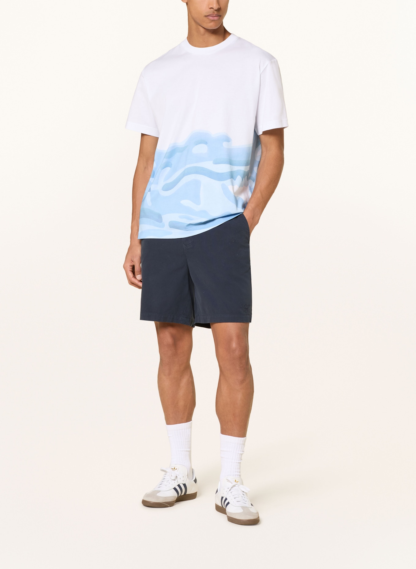 LACOSTE T-Shirt: WEISS / HELLBLAU