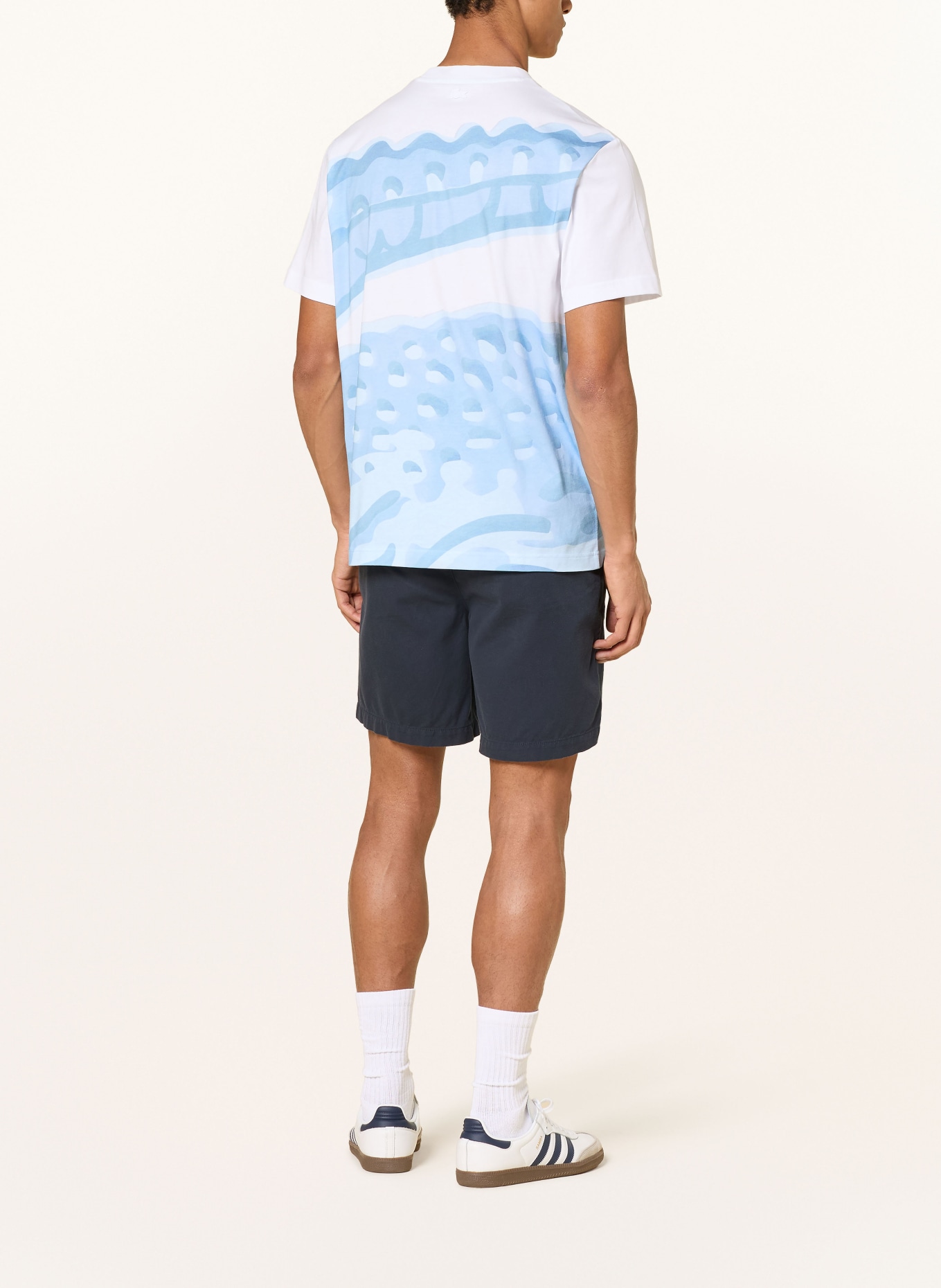 LACOSTE T-Shirt: WEISS / HELLBLAU