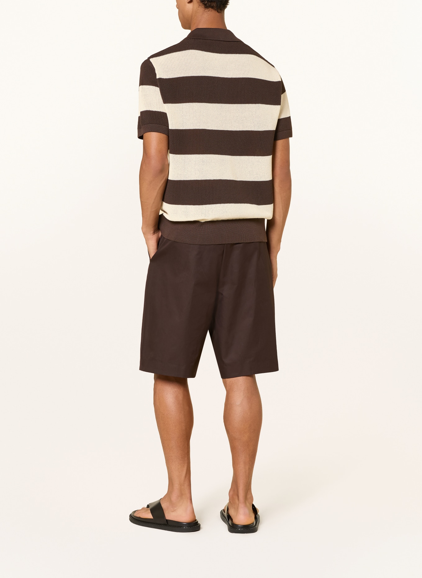 LACOSTE Strick-Poloshirt: HELLBRAUN / DUNKELBRAUN