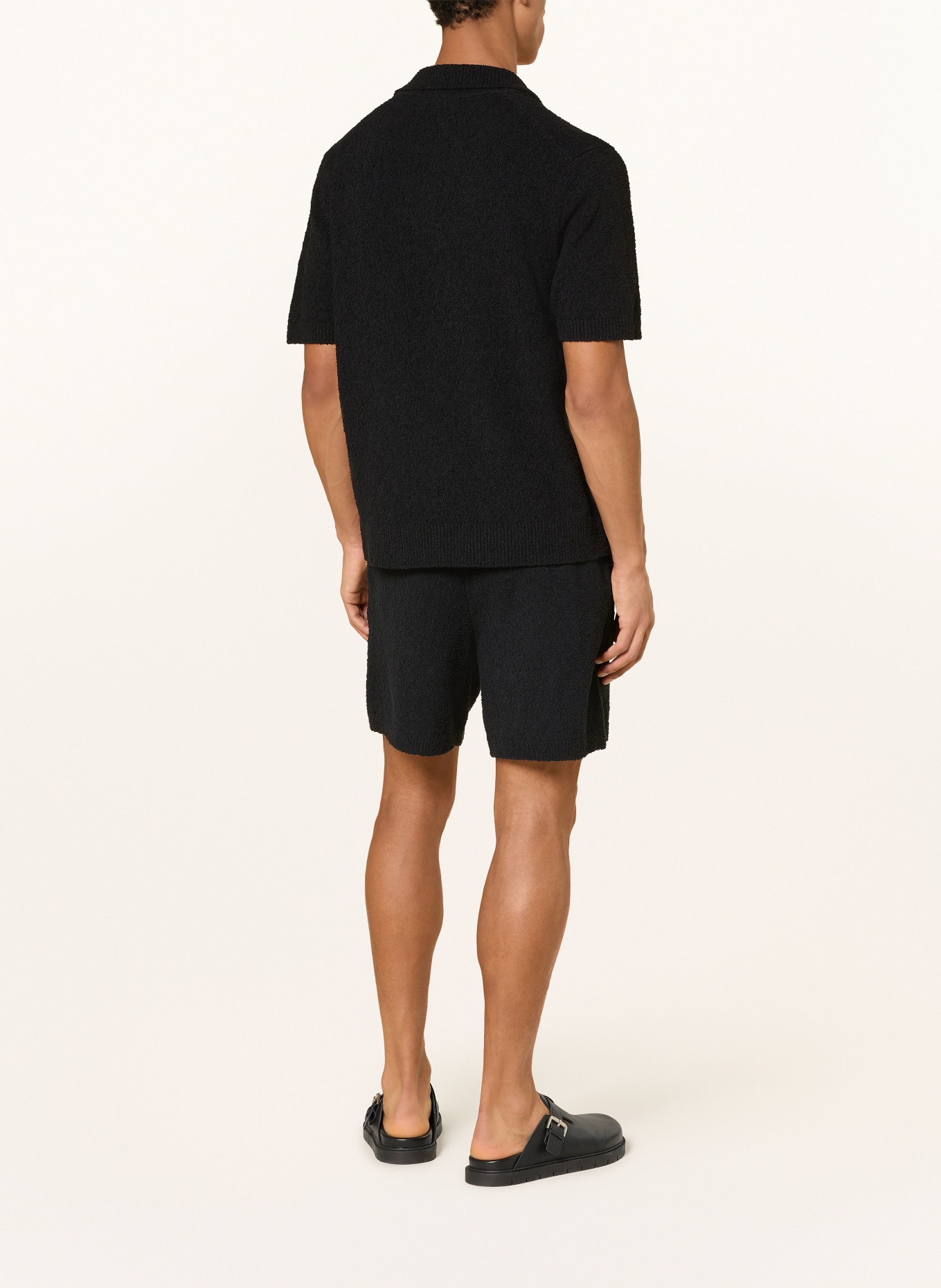 LACOSTE Frottee-Poloshirt: SCHWARZ