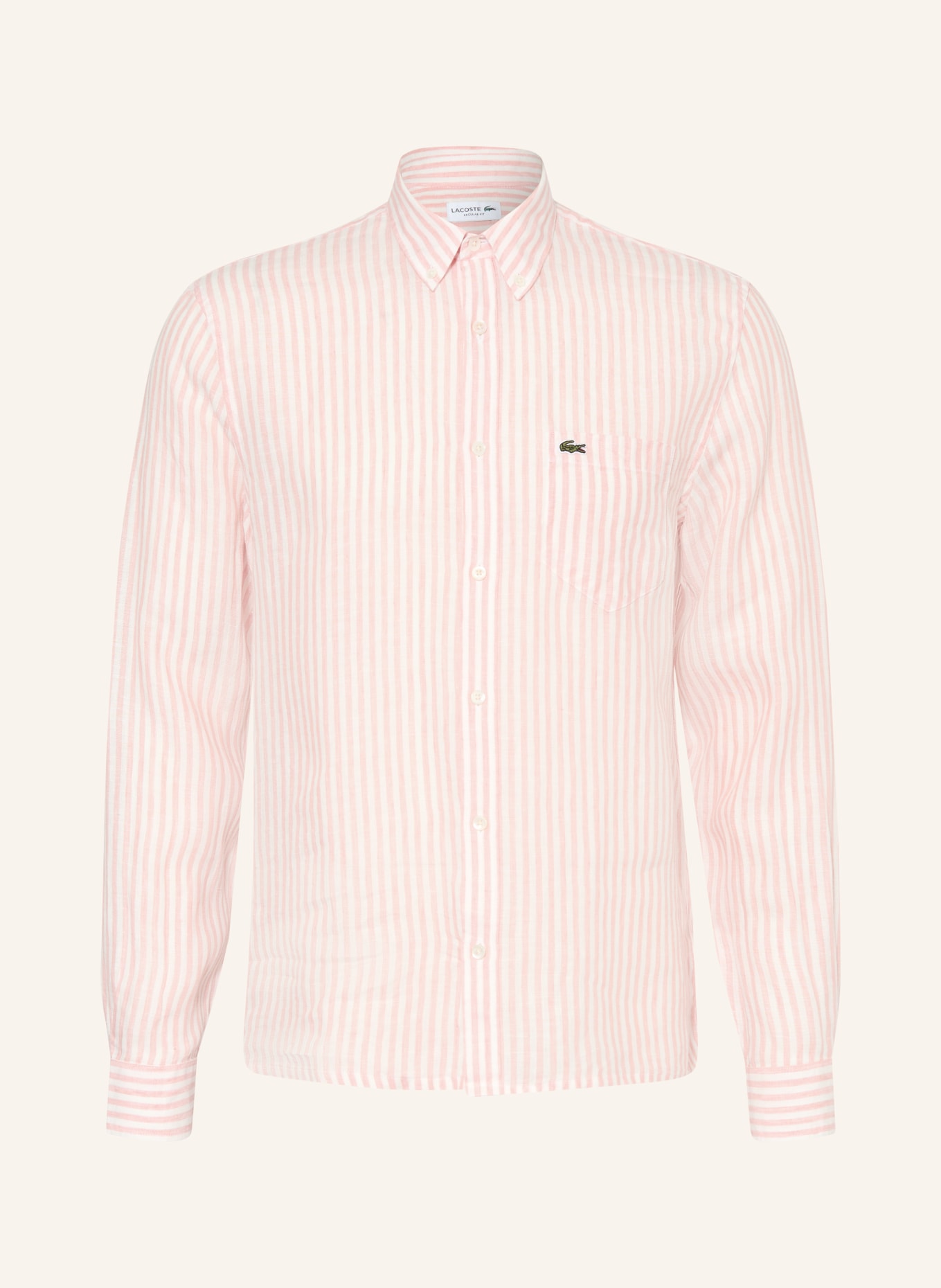 LACOSTE Hemd Regular Fit: WEISS / HELLROT