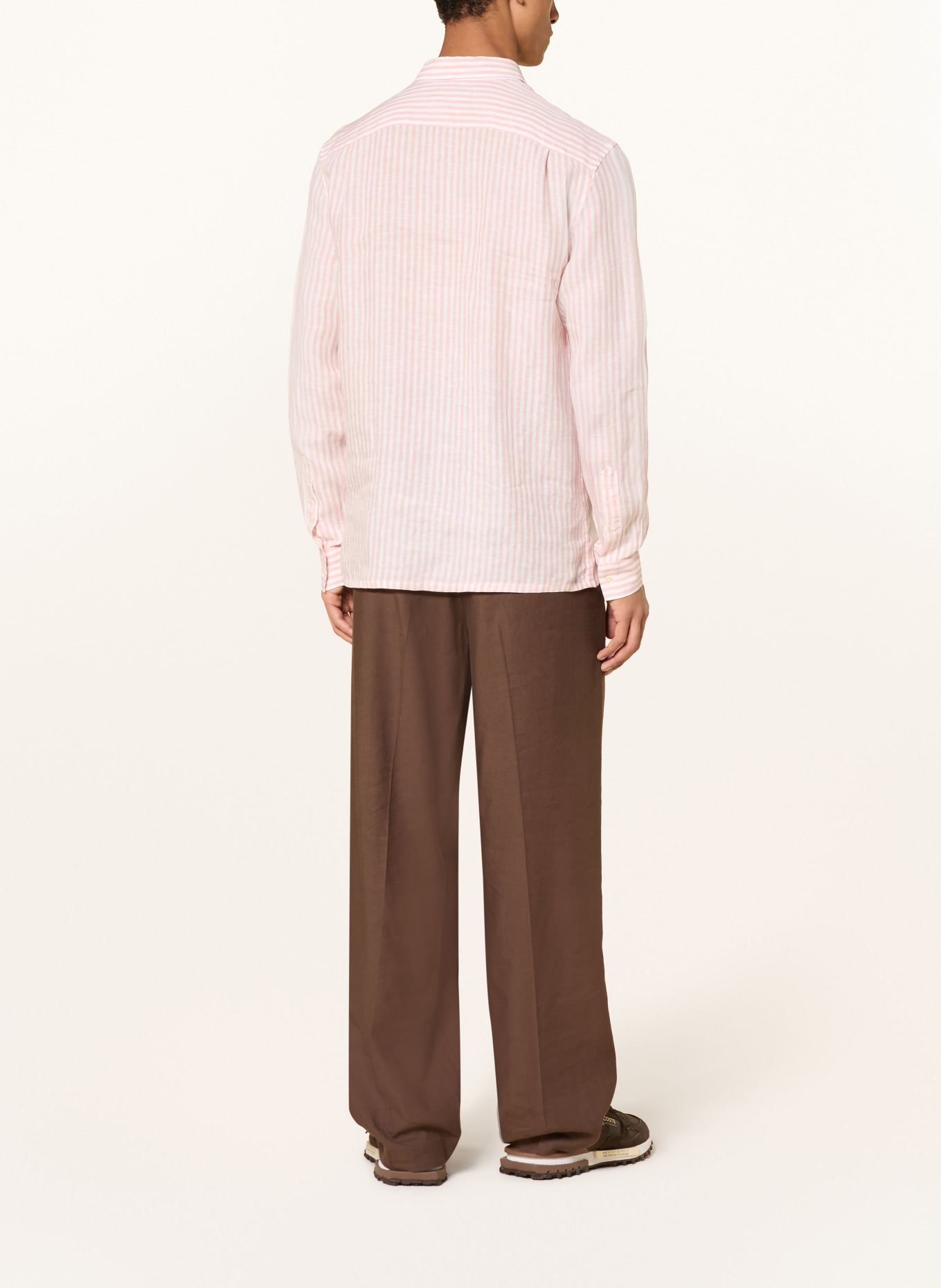 LACOSTE Hemd Regular Fit: WEISS / HELLROT