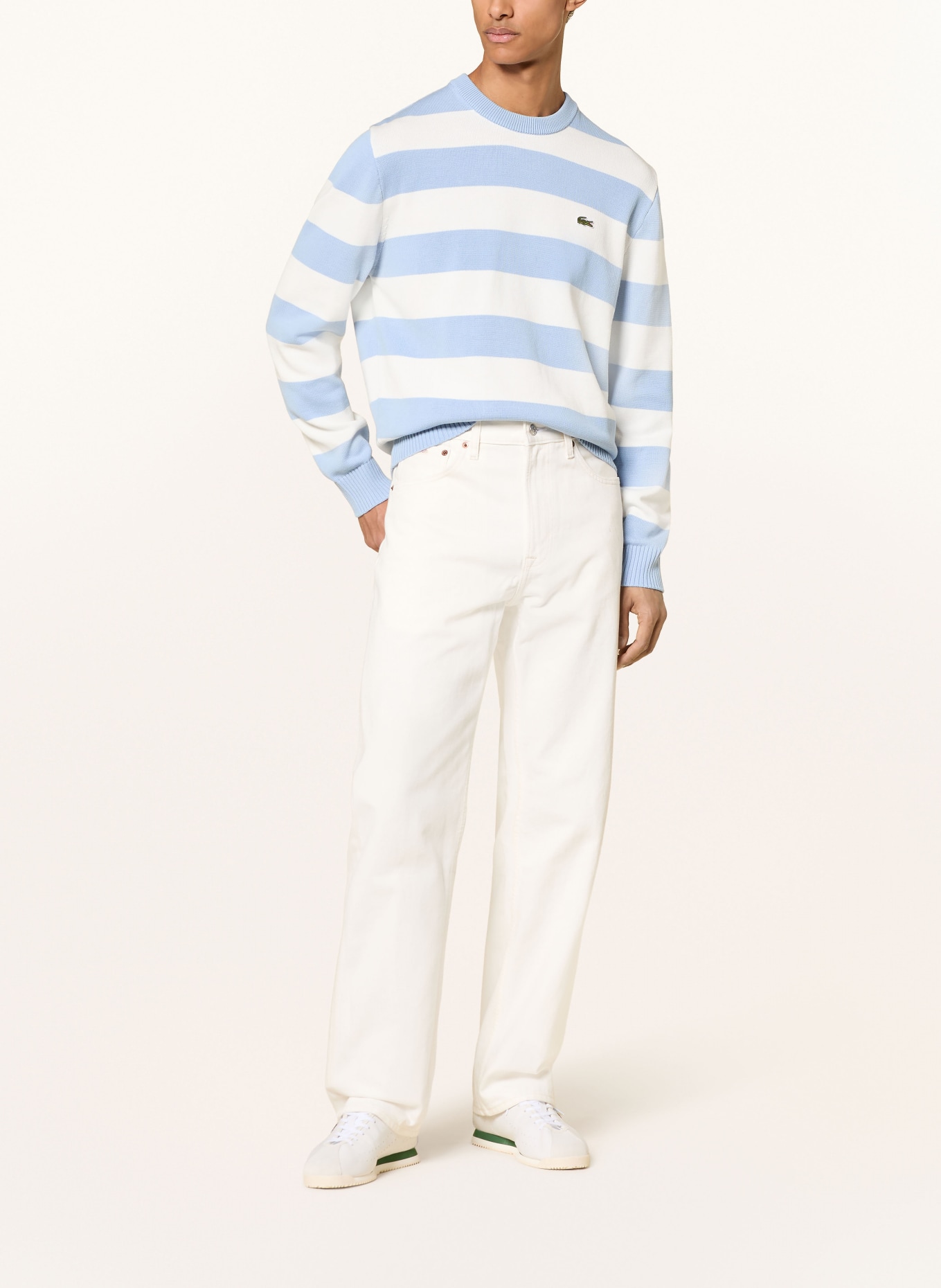 LACOSTE Pullover: HELLBLAU / WEISS