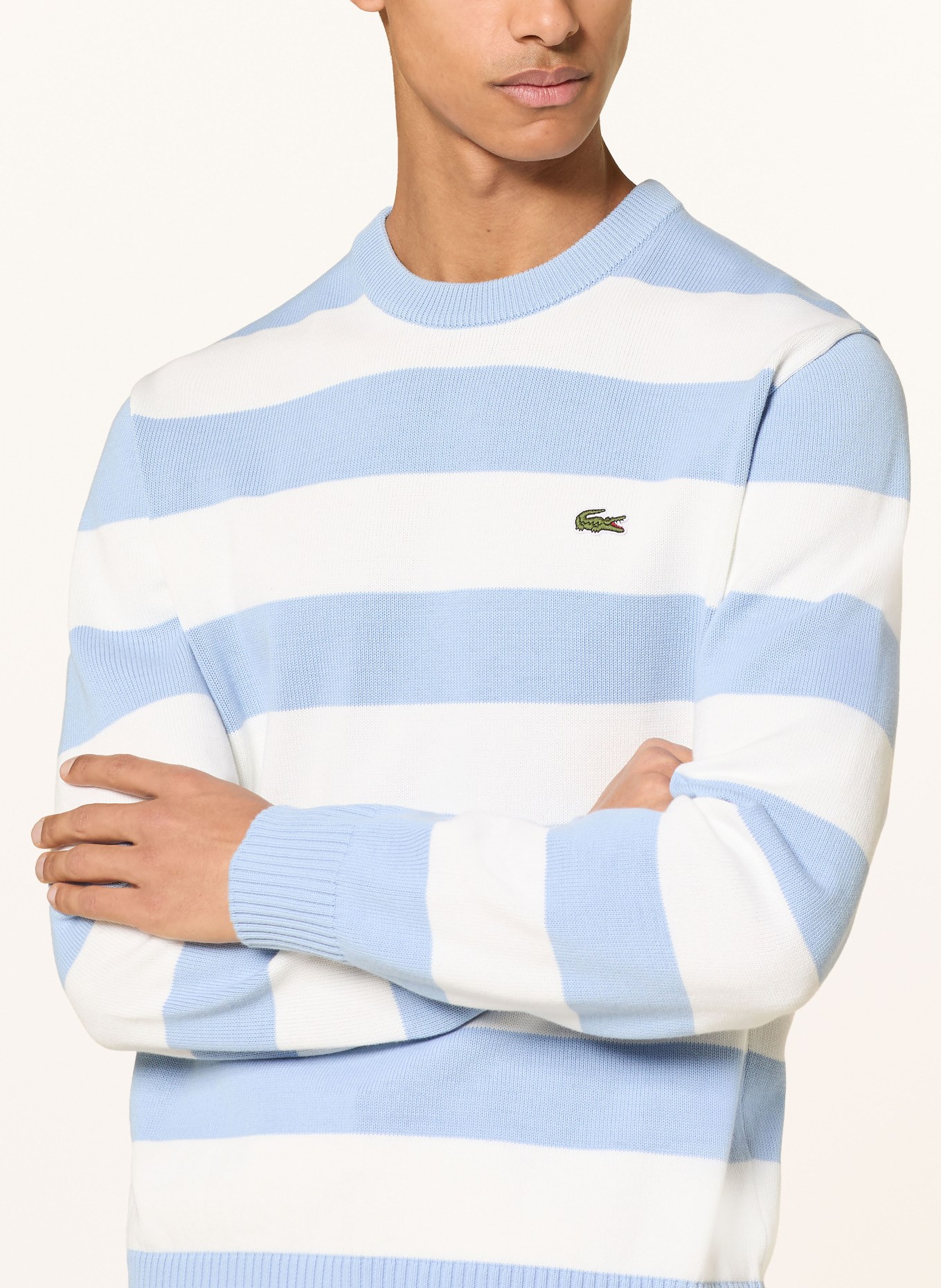 LACOSTE Pullover: HELLBLAU / WEISS
