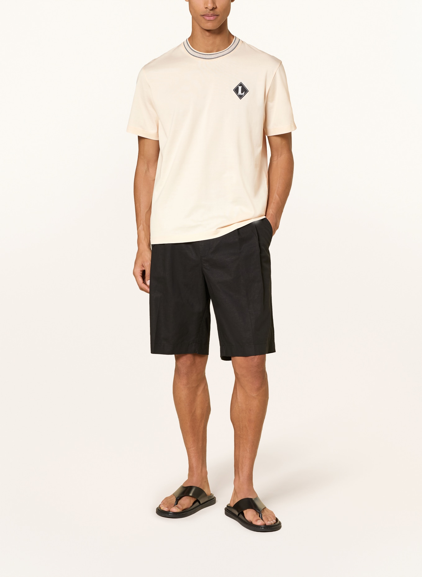 LACOSTE T-shirt: ECRU / BLACK