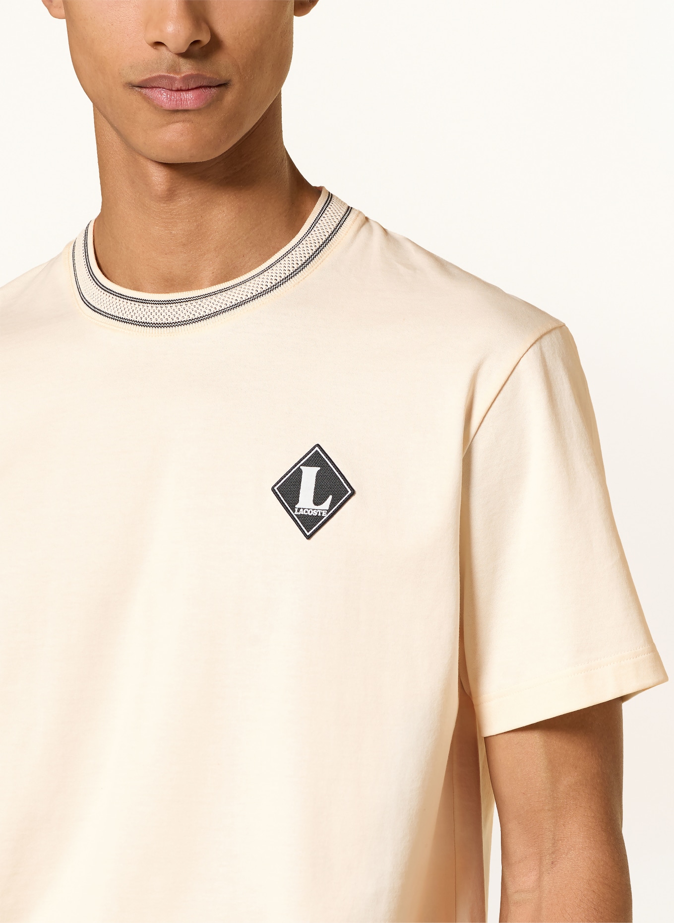 LACOSTE T-shirt: ECRU / BLACK