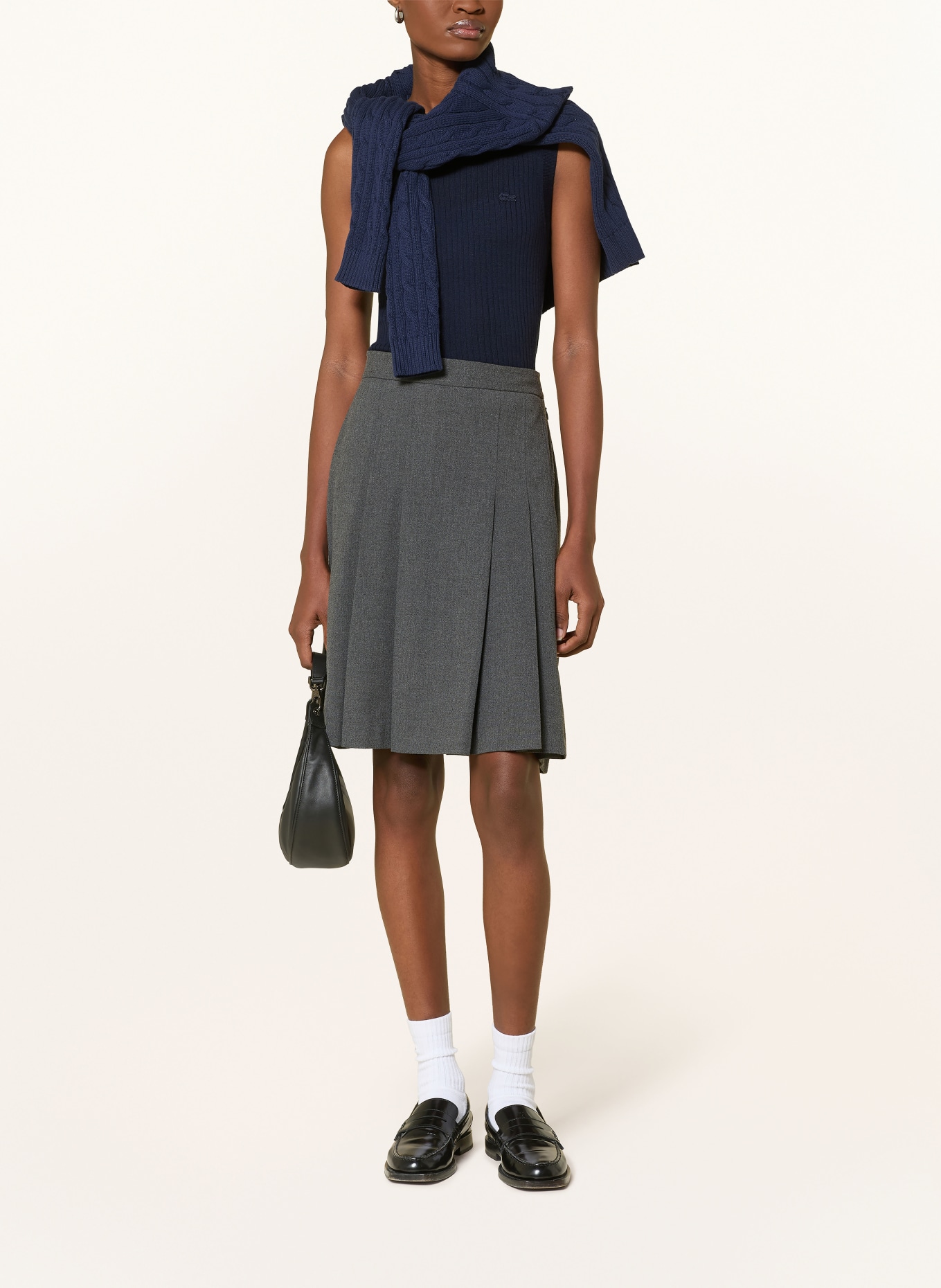 LACOSTE Haut en maille: BLEU FONCÉ