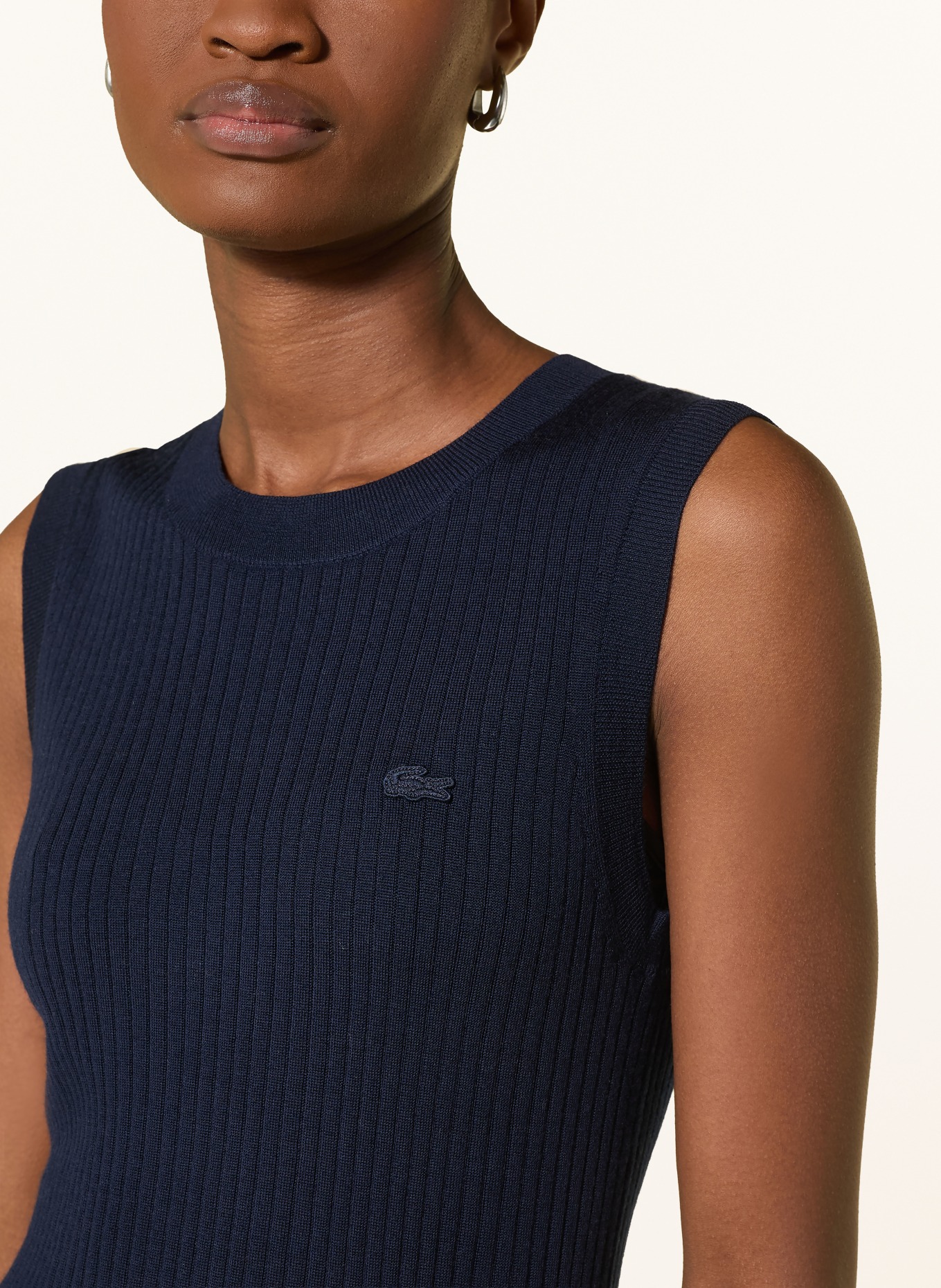 LACOSTE Haut en maille: BLEU FONCÉ