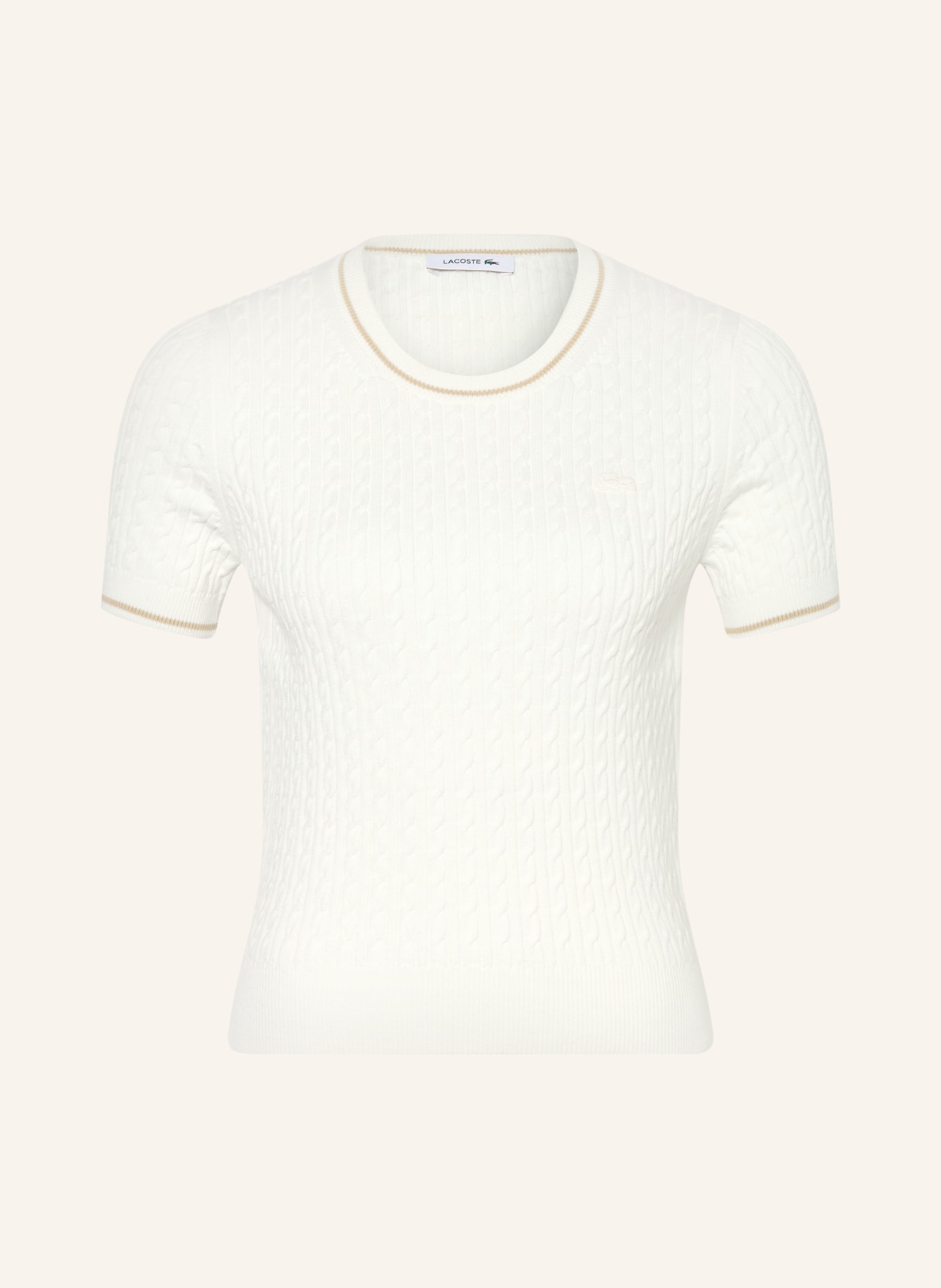 LACOSTE Knit shirt: WHITE / BEIGE