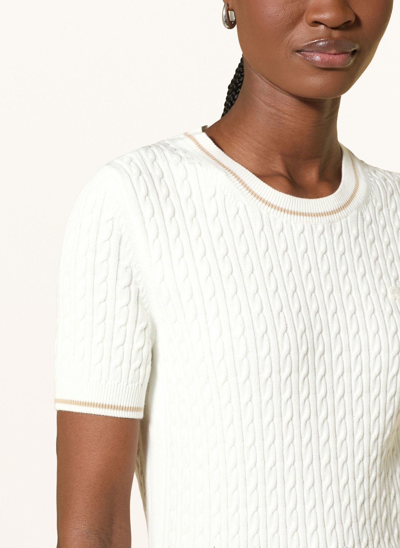 LACOSTE Knit shirt: WHITE / BEIGE