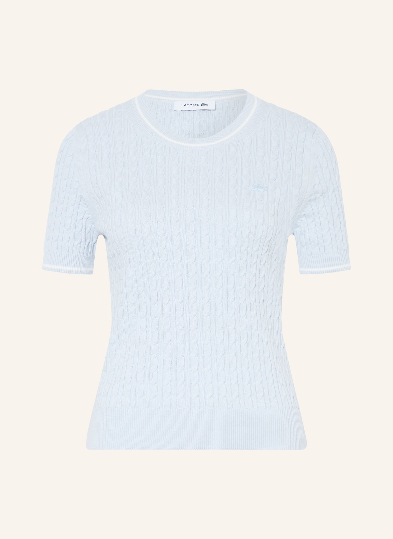 LACOSTE Pull en maille: BLEU CLAIR / BLANC