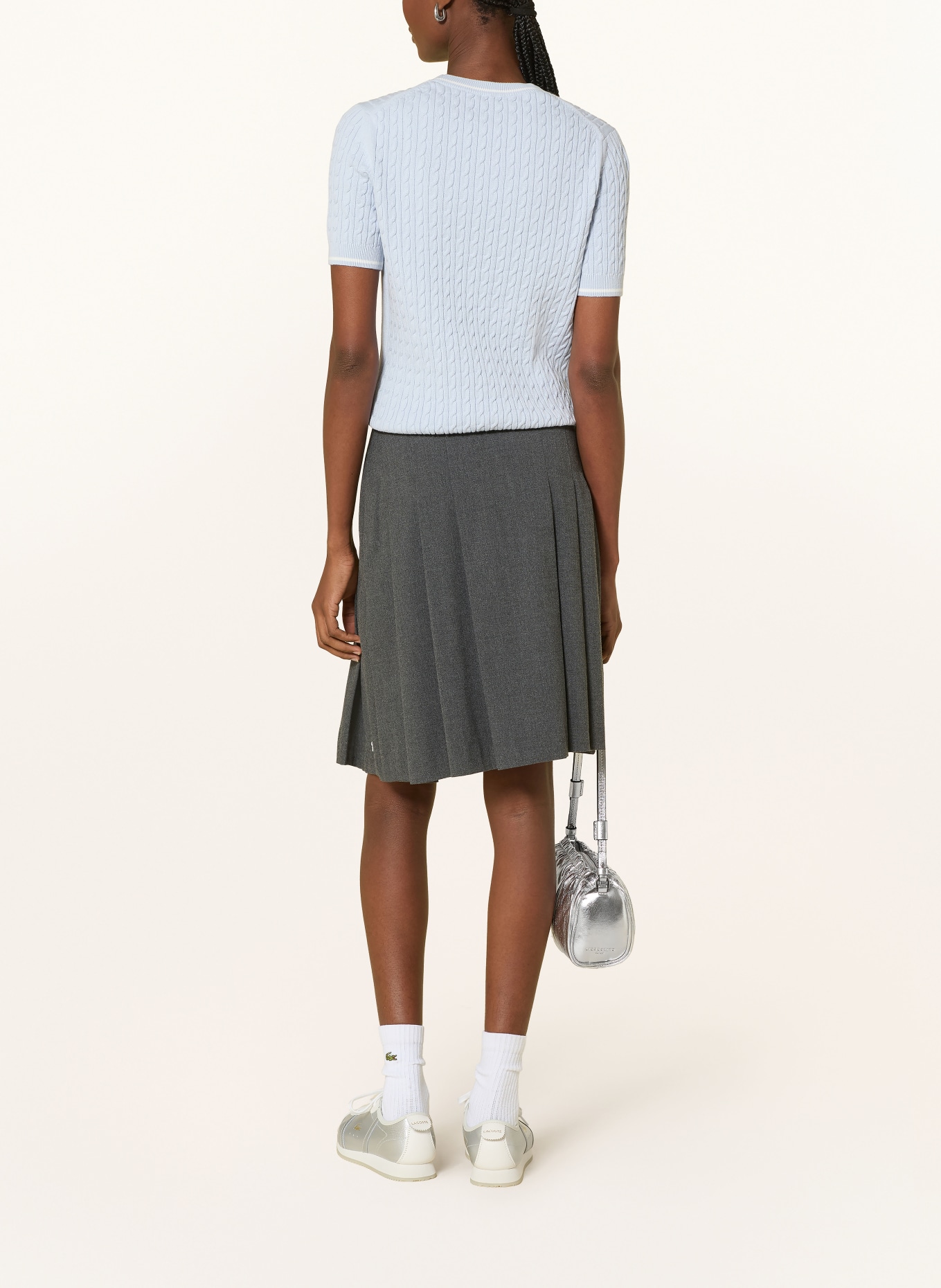 LACOSTE Pull en maille: BLEU CLAIR / BLANC