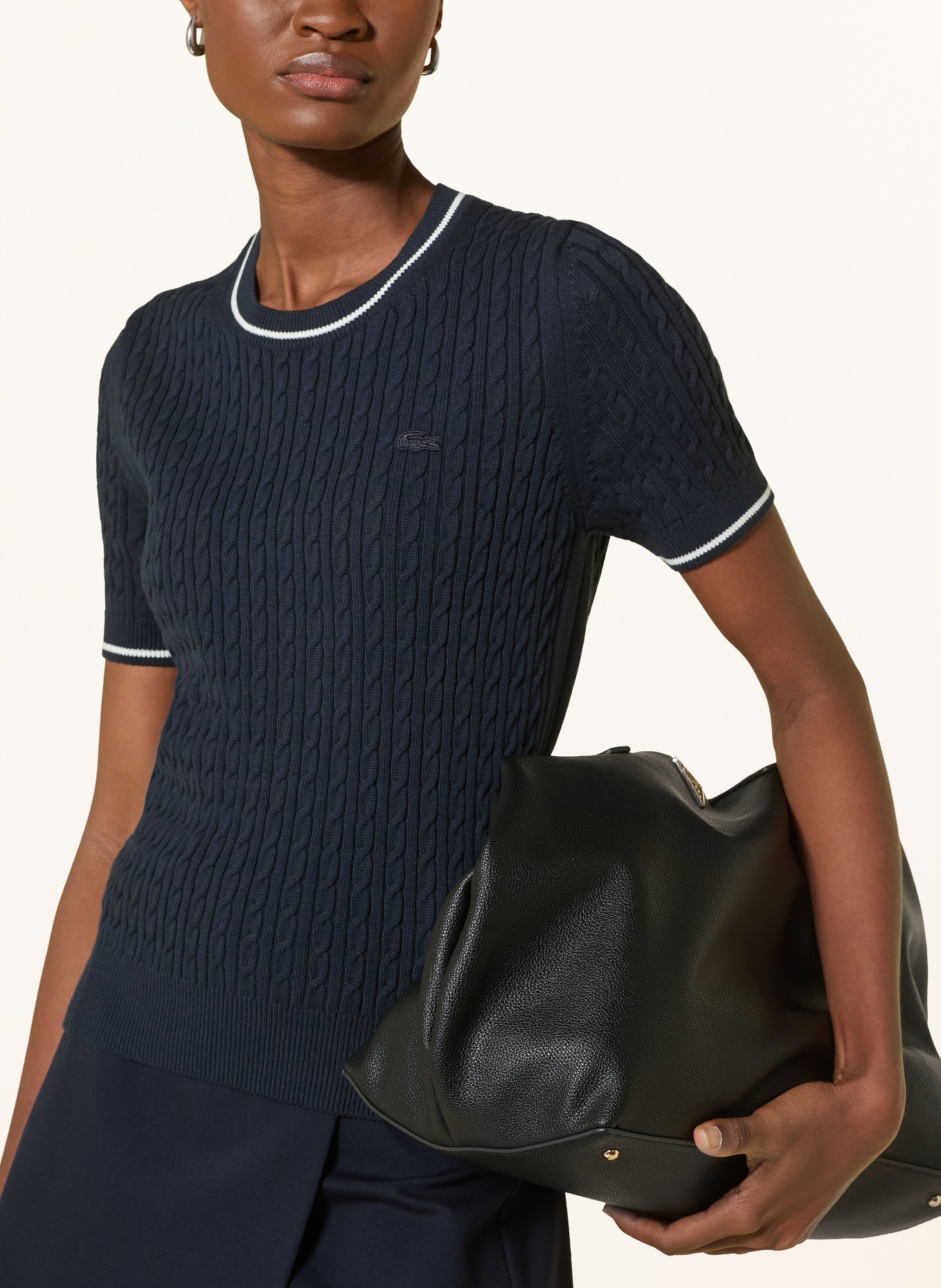 LACOSTE Knit shirt: DARK BLUE / WHITE