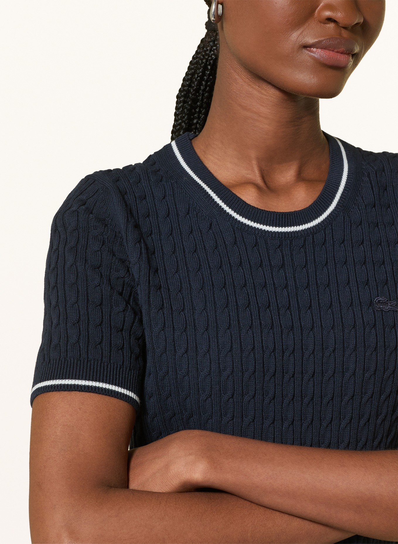 LACOSTE Knit shirt: DARK BLUE / WHITE