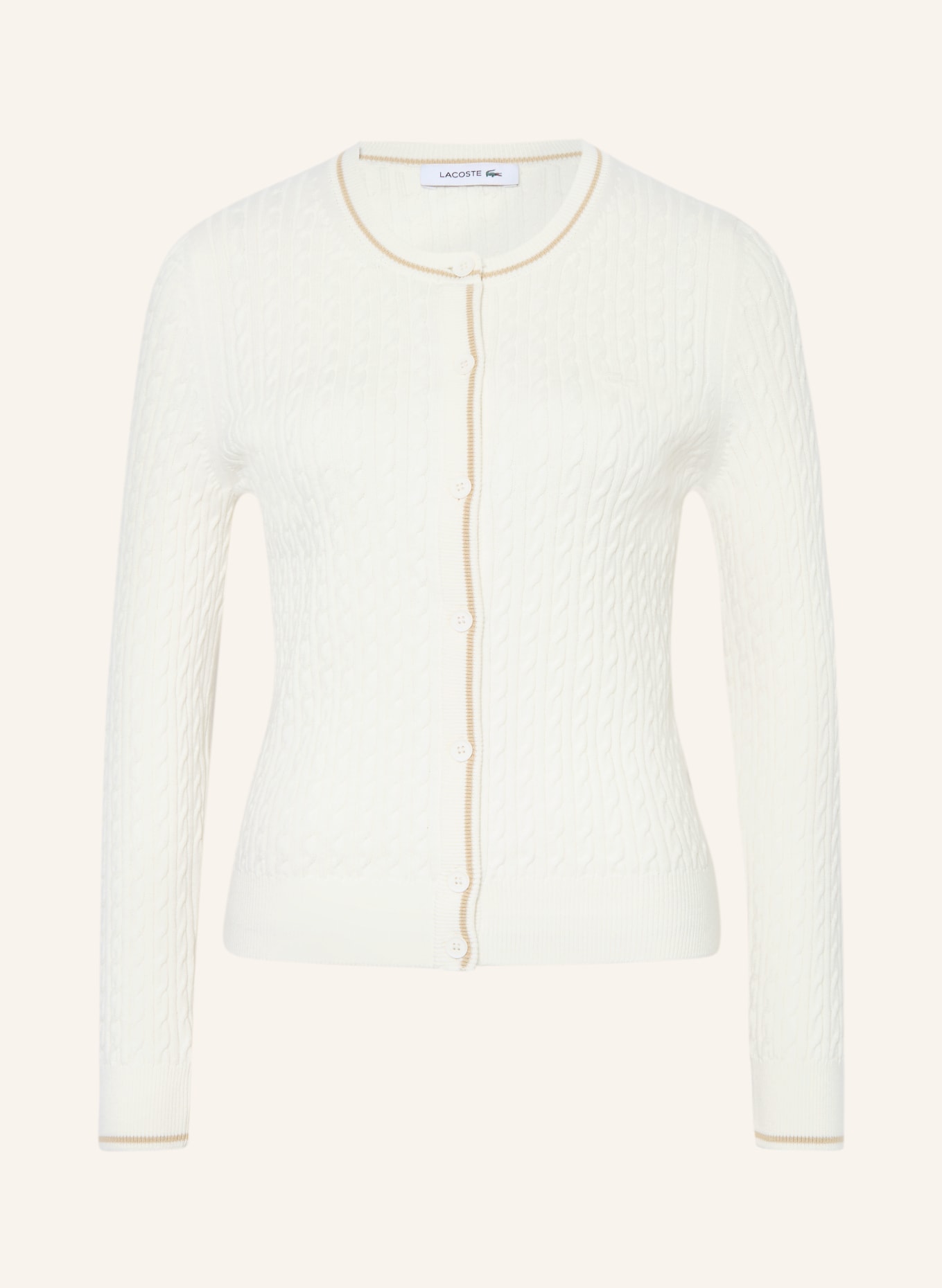 LACOSTE Cardigan: ÉCRU / TAUPE