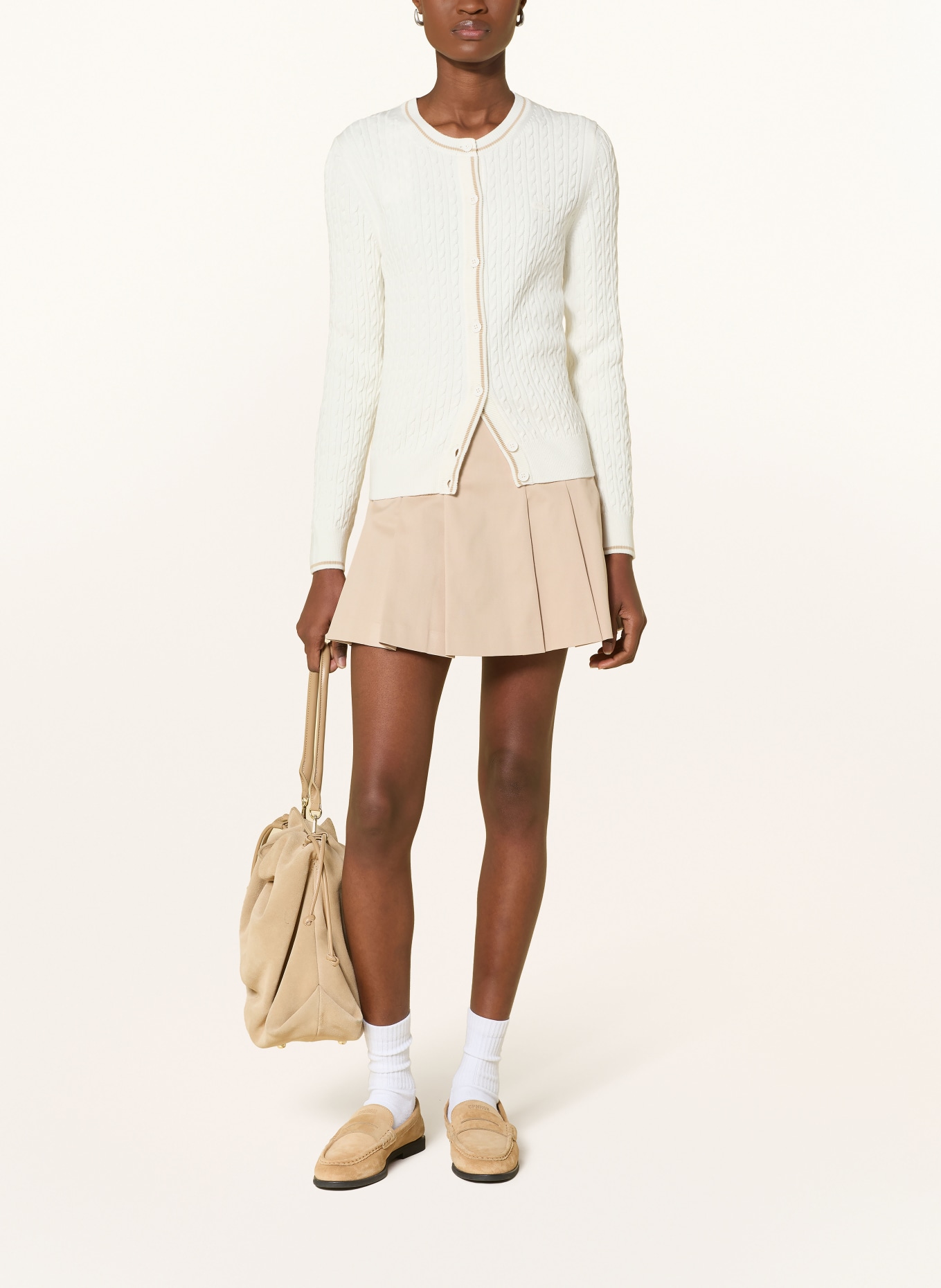 LACOSTE Cardigan: ÉCRU / TAUPE