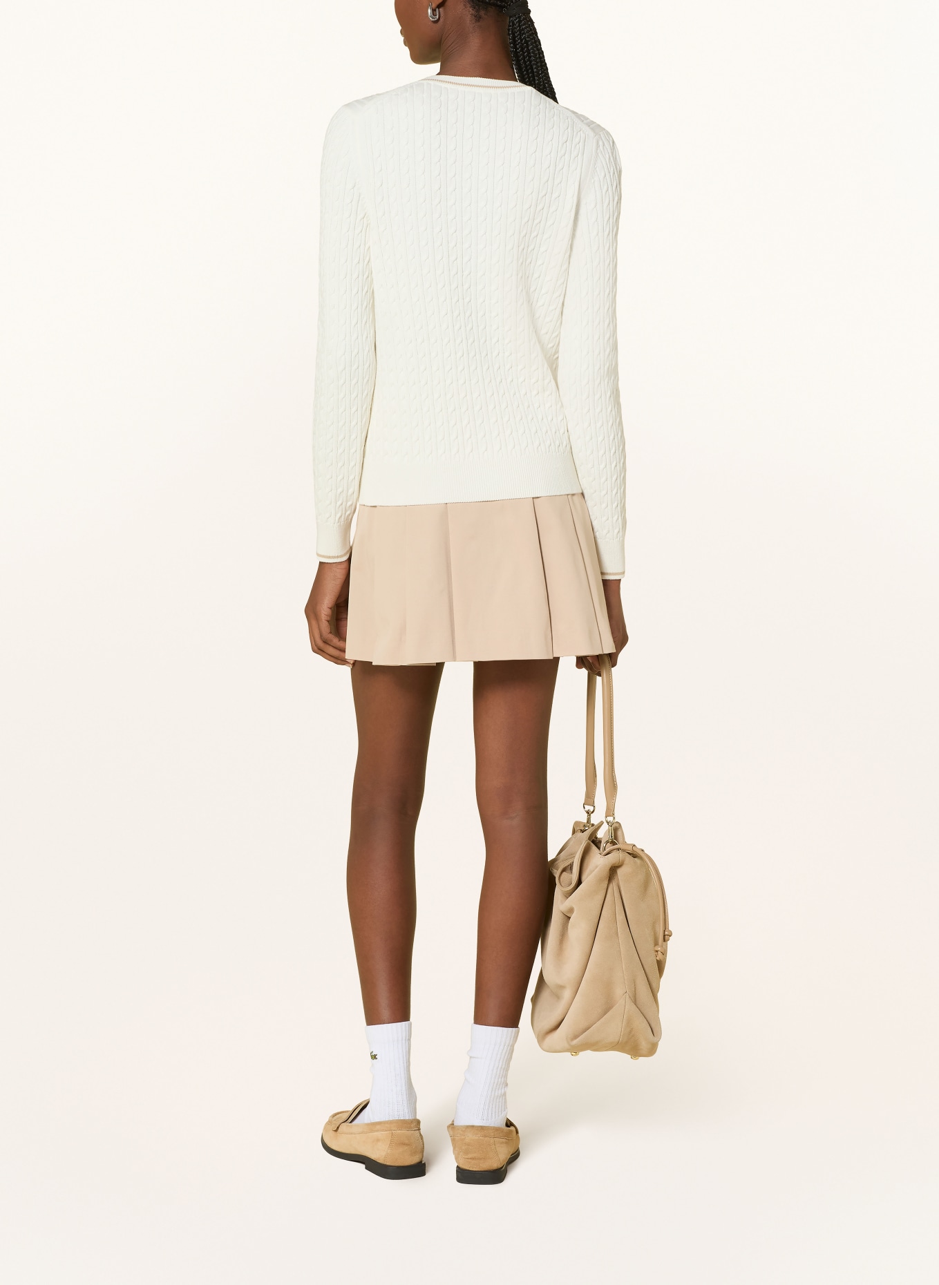 LACOSTE Cardigan: ÉCRU / TAUPE