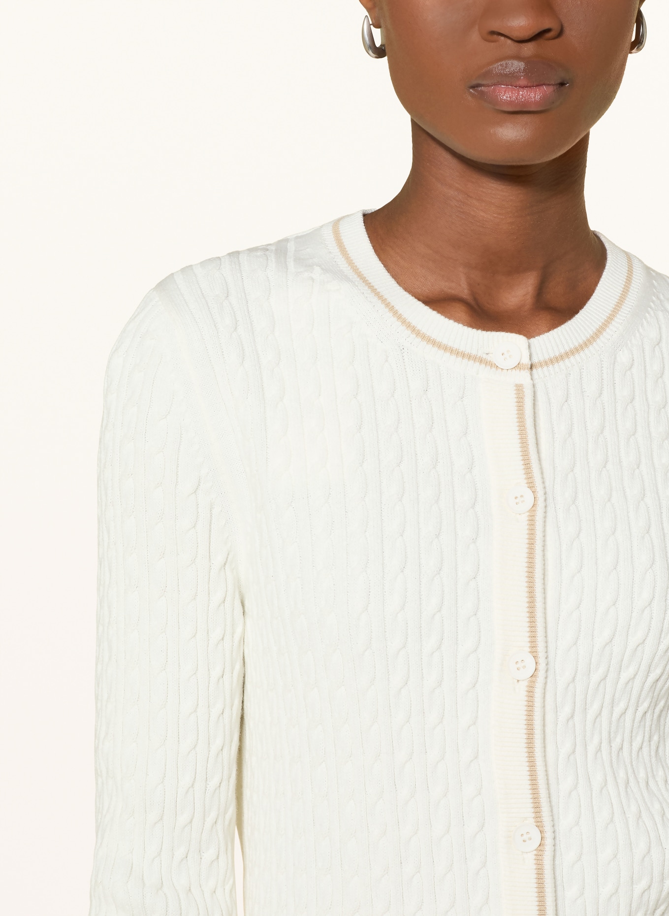 LACOSTE Cardigan: ÉCRU / TAUPE