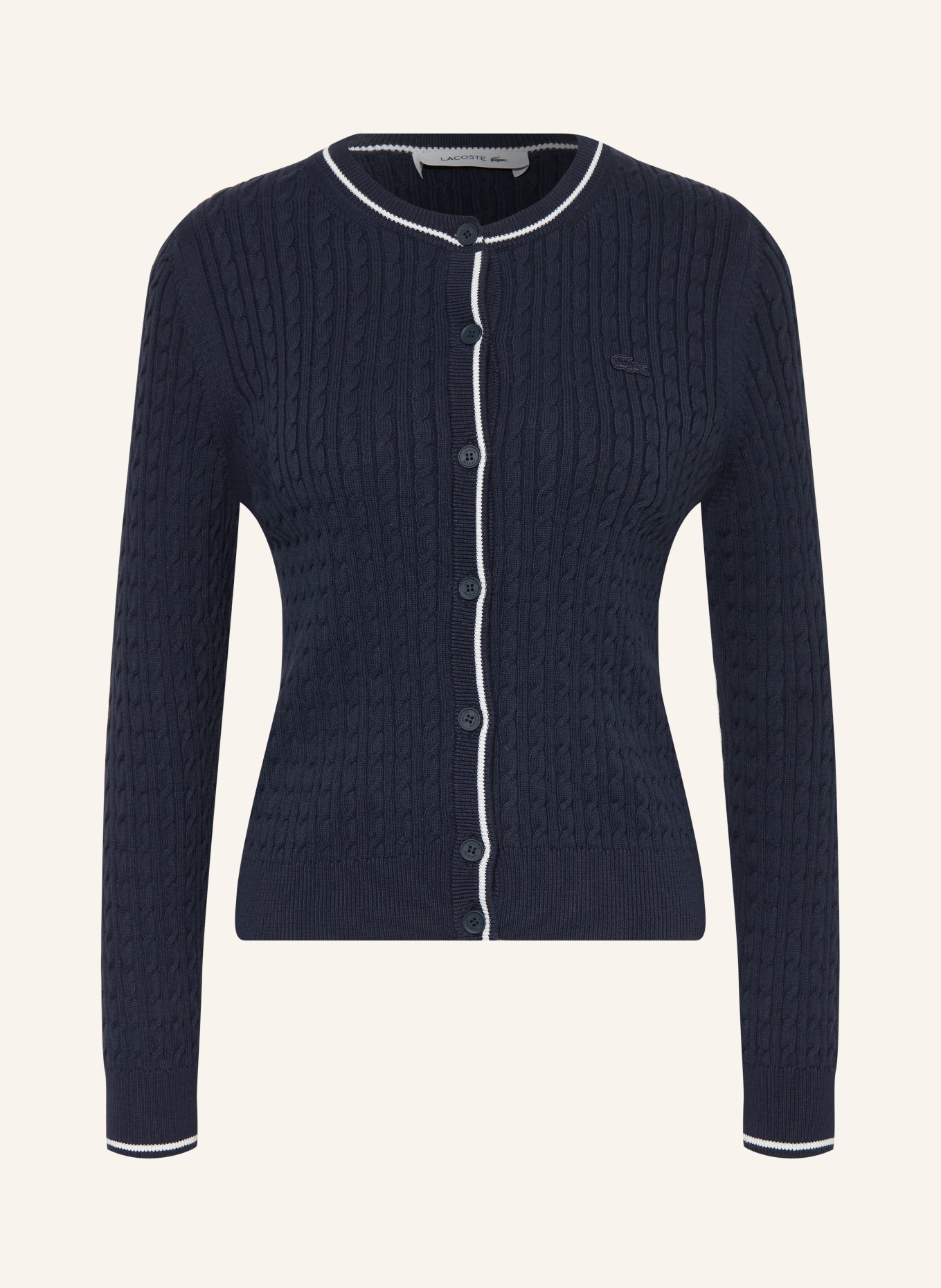 LACOSTE Cardigan: DARK BLUE / WHITE