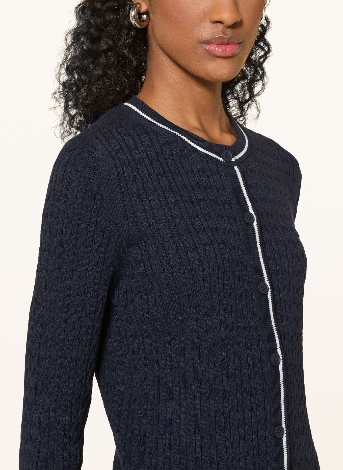 LACOSTE Cardigan: DARK BLUE / WHITE