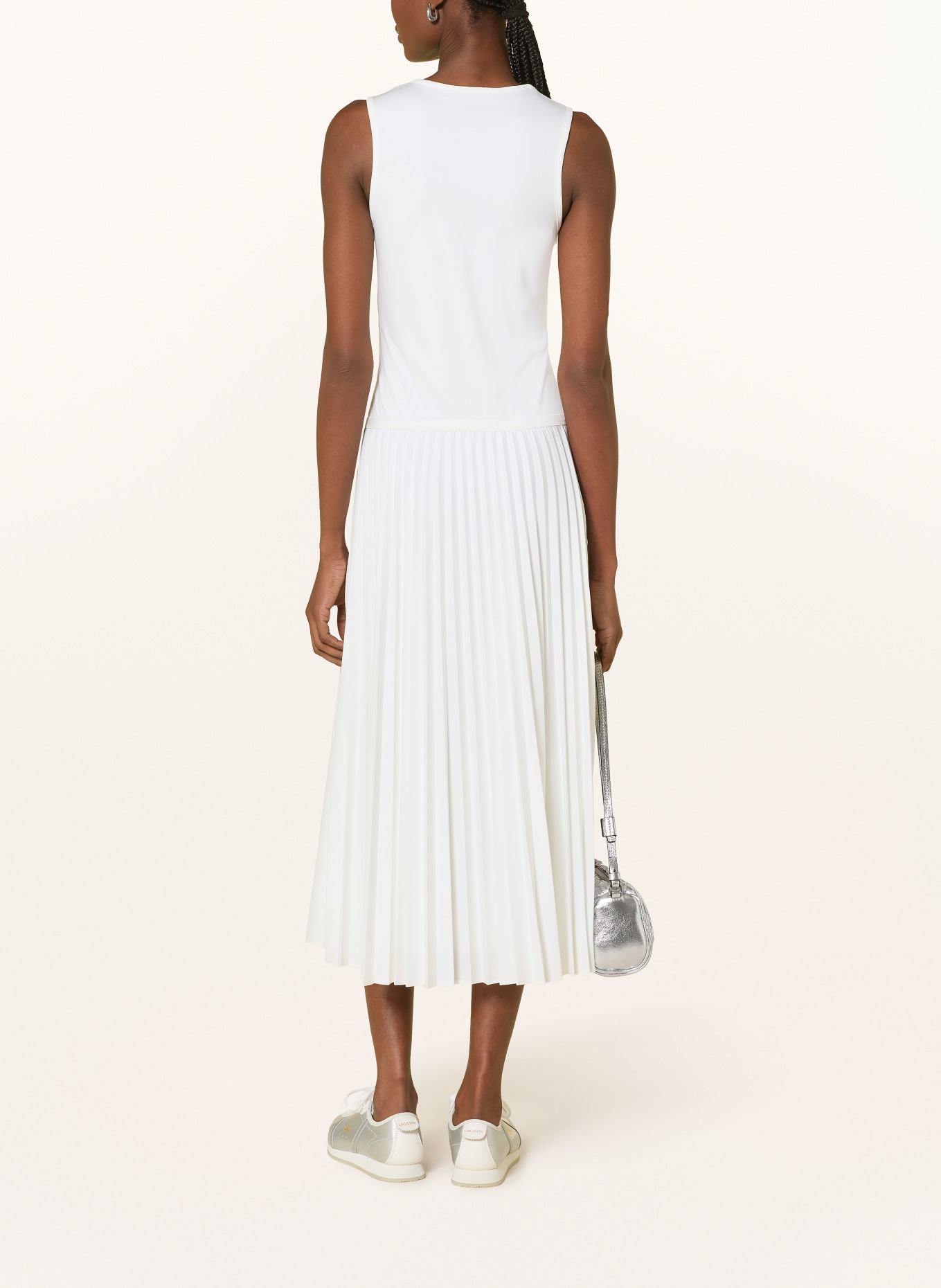 LACOSTE Jerseykleid mit Plissees: ECRU