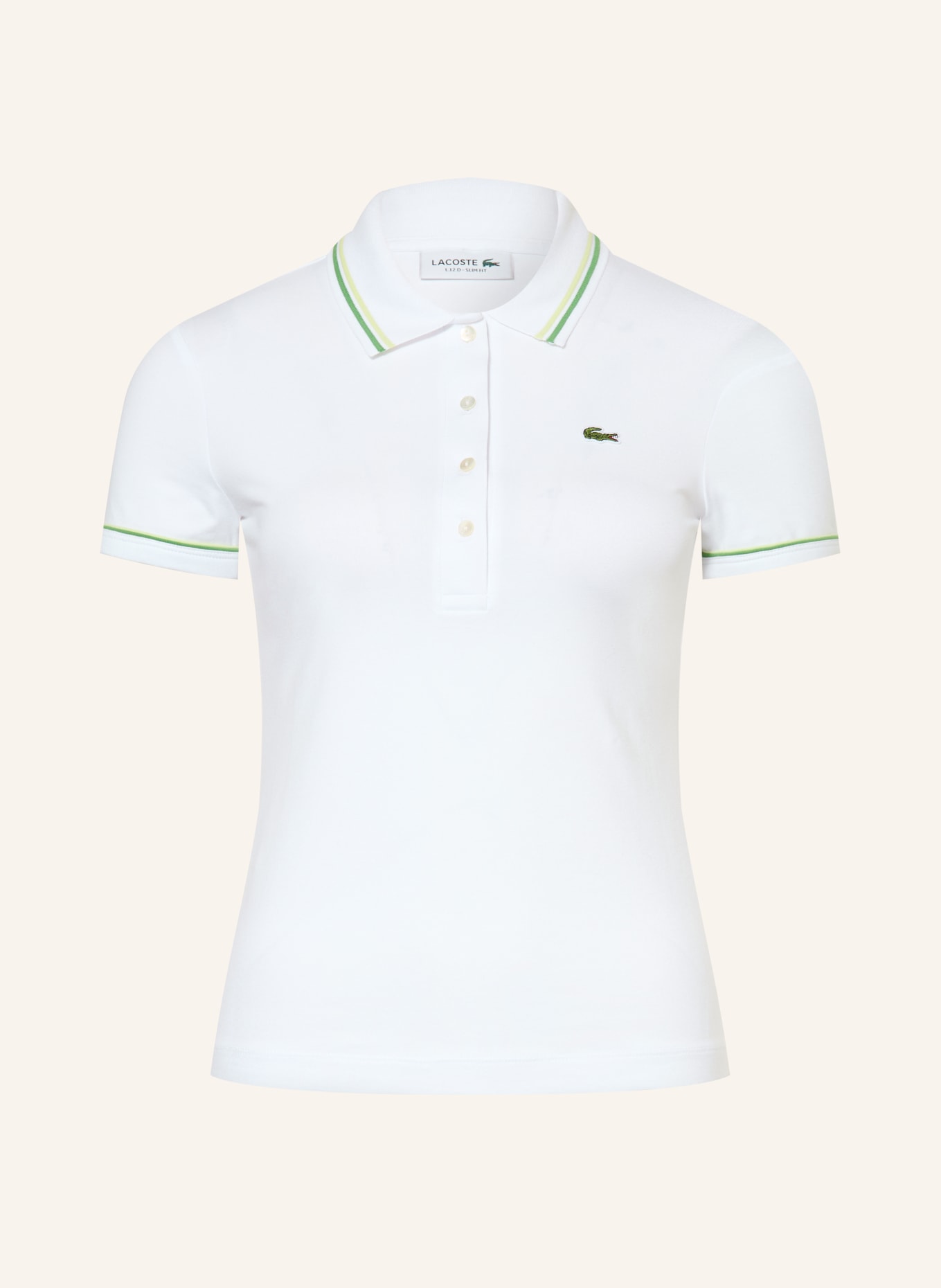 LACOSTE Jersey polo shirt: WHITE / LIGHT GREEN / GREEN