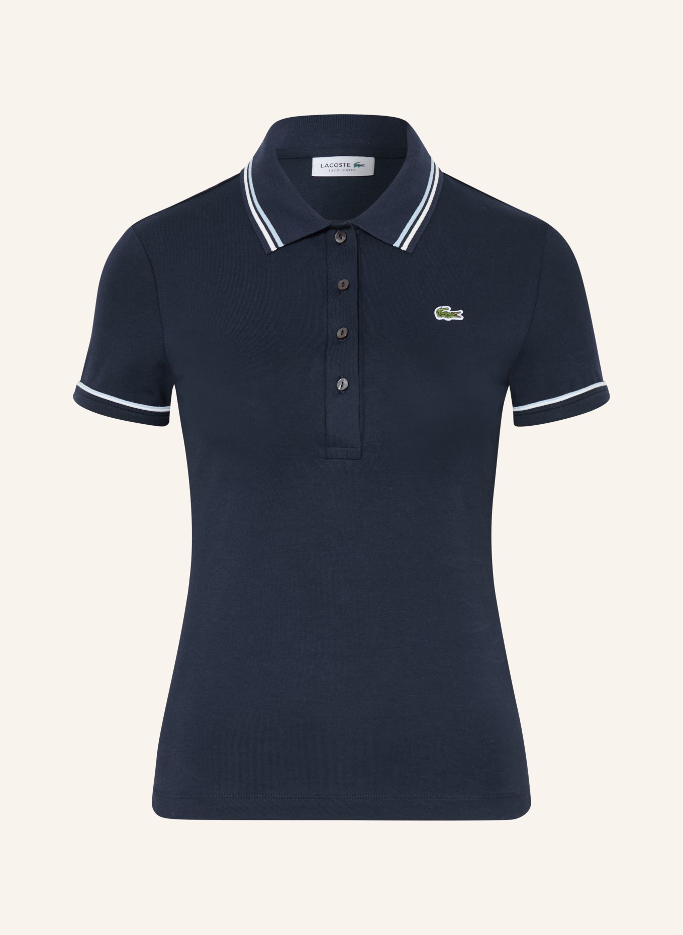 LACOSTE Jersey polo shirt: DARK BLUE / ECRU / LIGHT BLUE