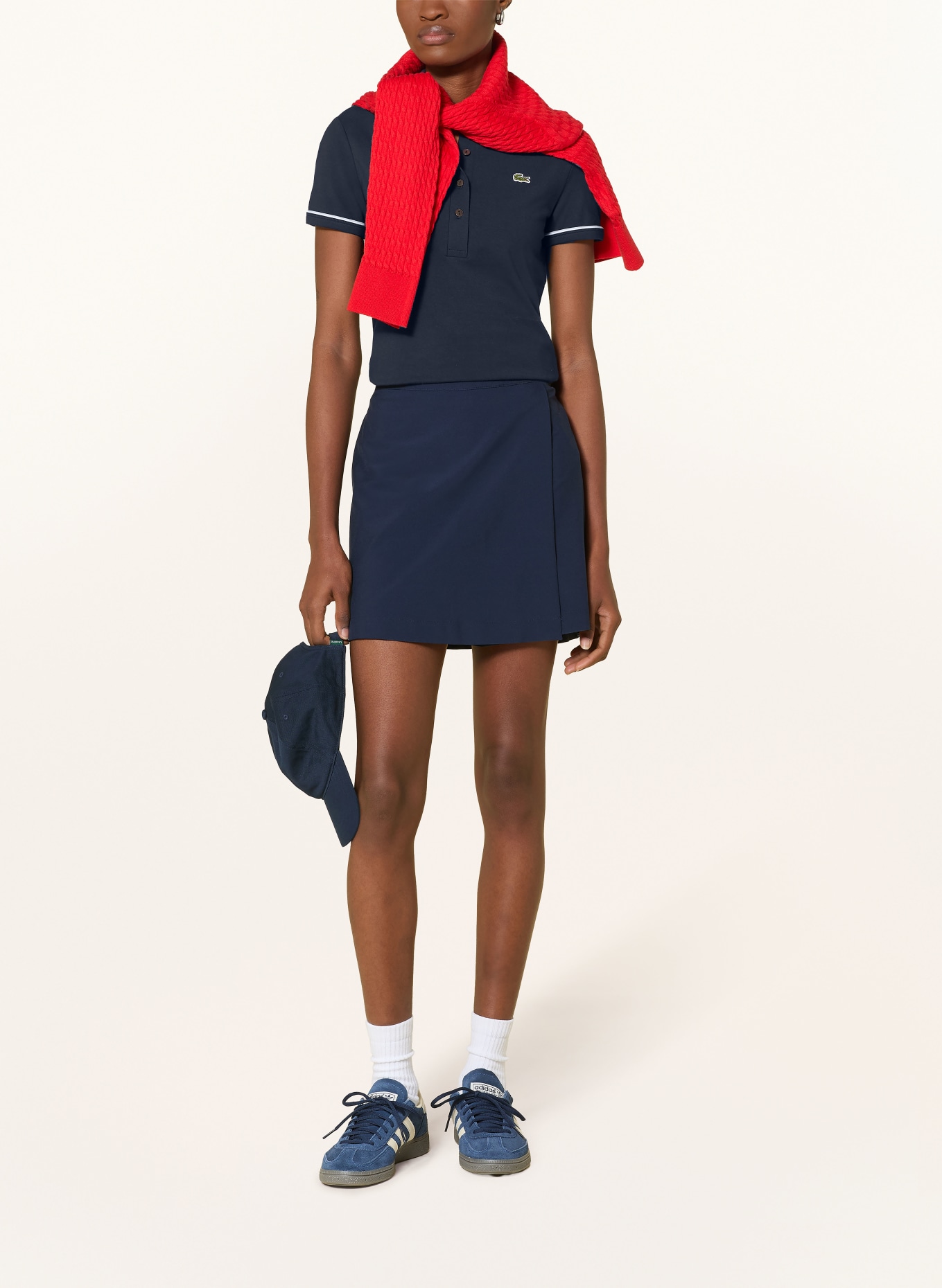 LACOSTE Jersey polo shirt: DARK BLUE / ECRU / LIGHT BLUE