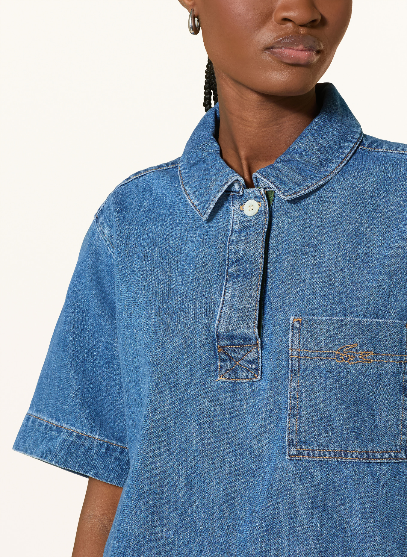 LACOSTE denim dress: BLUE
