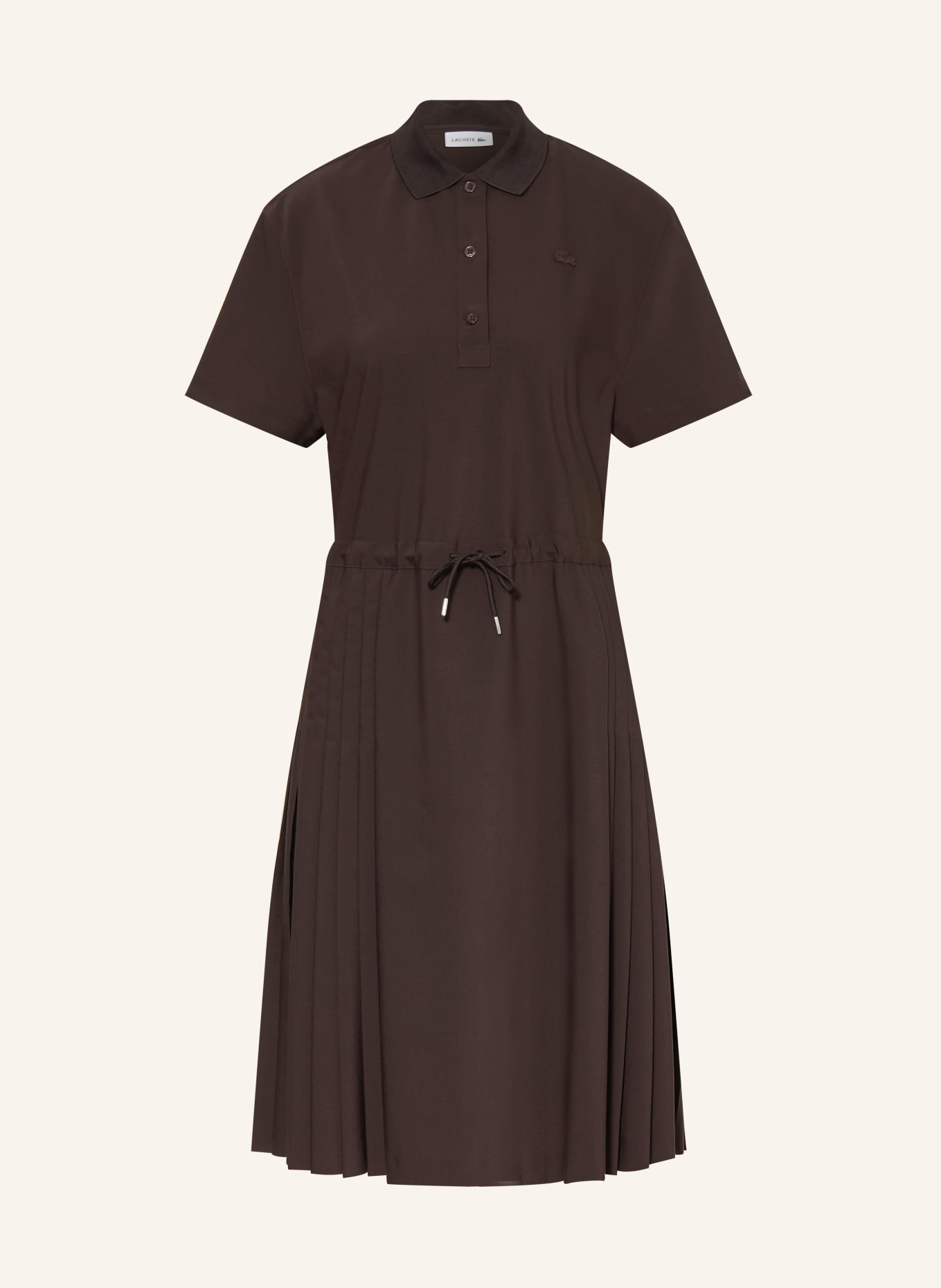 LACOSTE Robe chemise à plis: MARRON FONCÉ