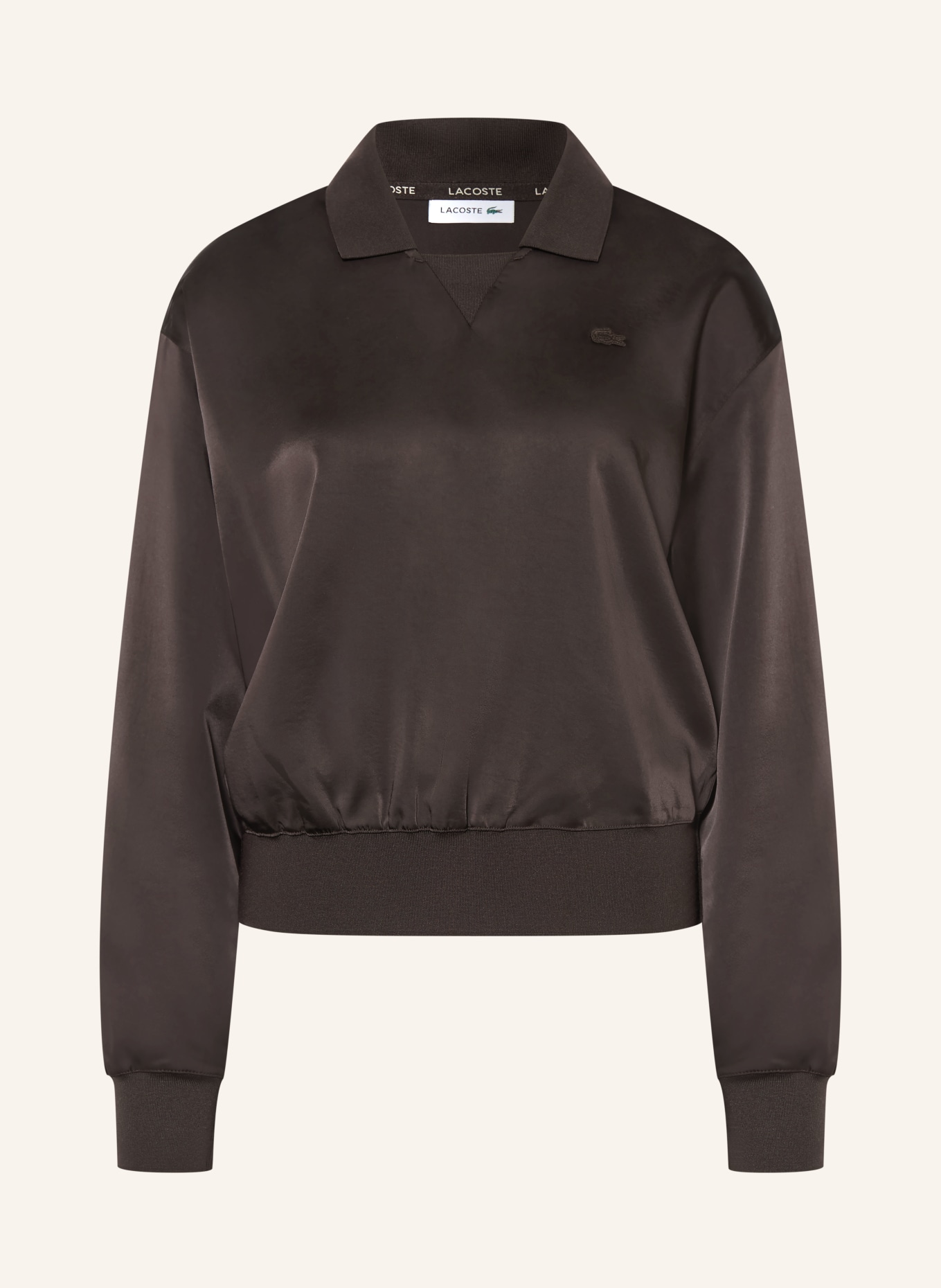 LACOSTE Chemisier en satin: MARRON FONCÉ