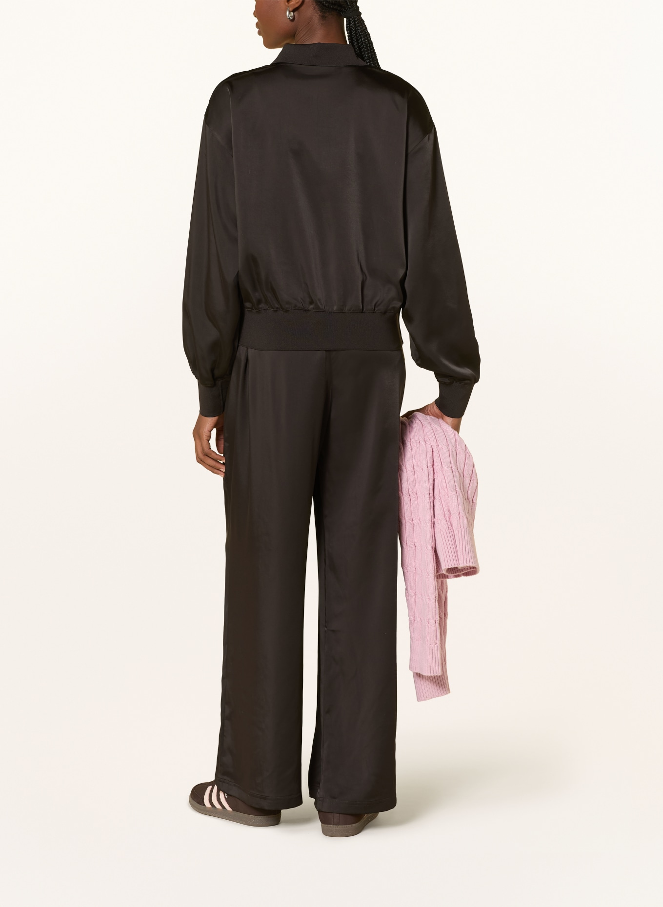 LACOSTE Chemisier en satin: MARRON FONCÉ