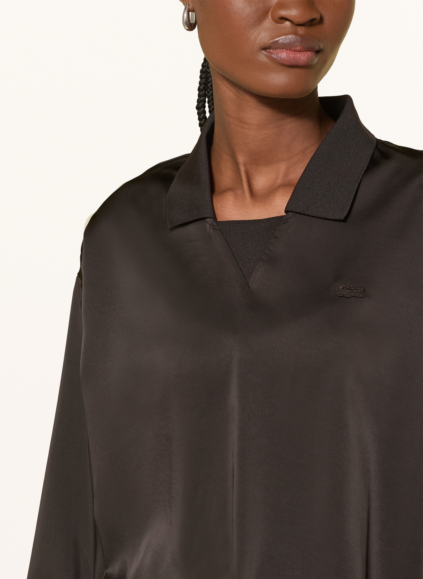 LACOSTE Chemisier en satin: MARRON FONCÉ