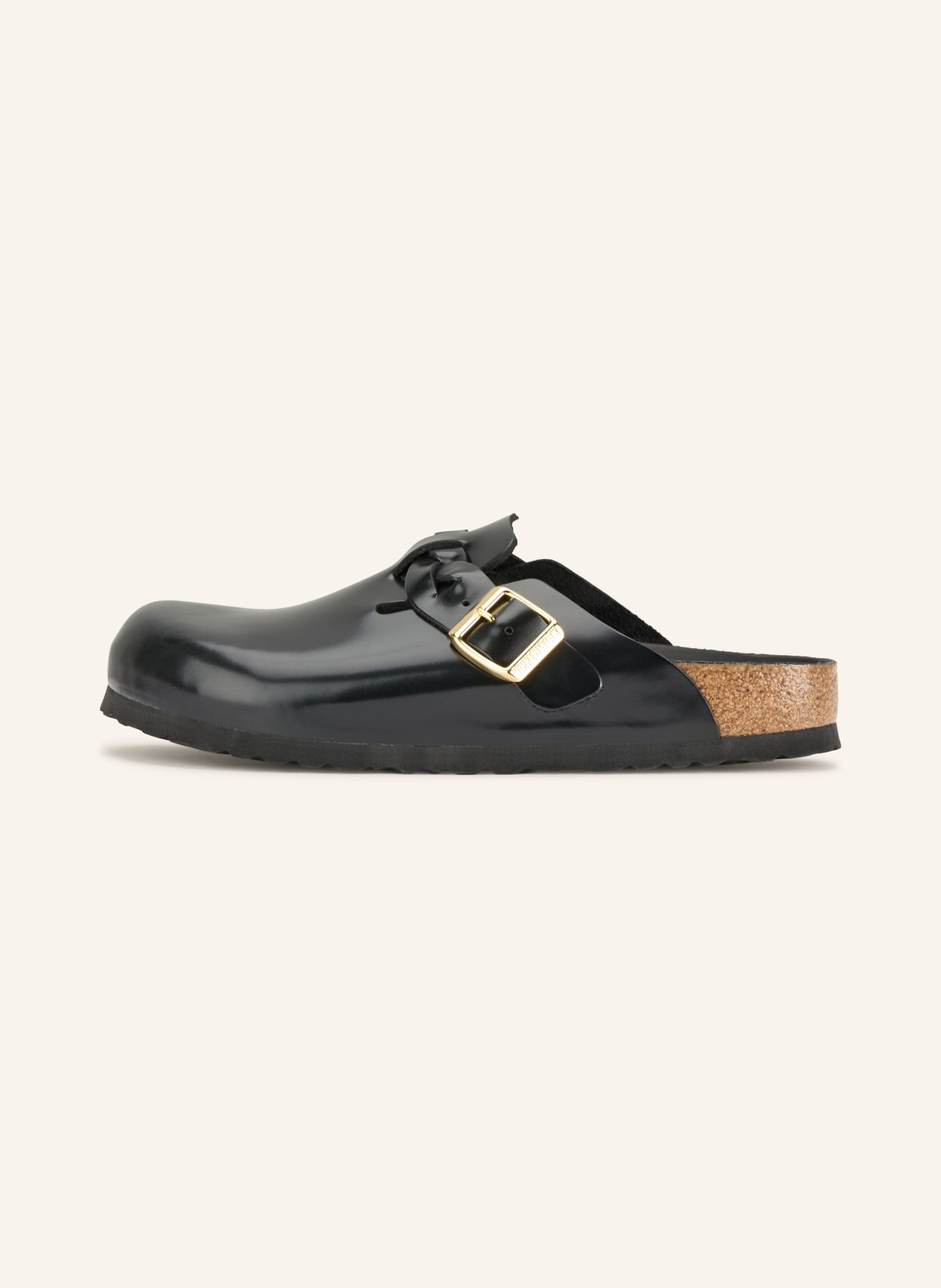 BIRKENSTOCK BOSTON Mules: BLACK / GOLD