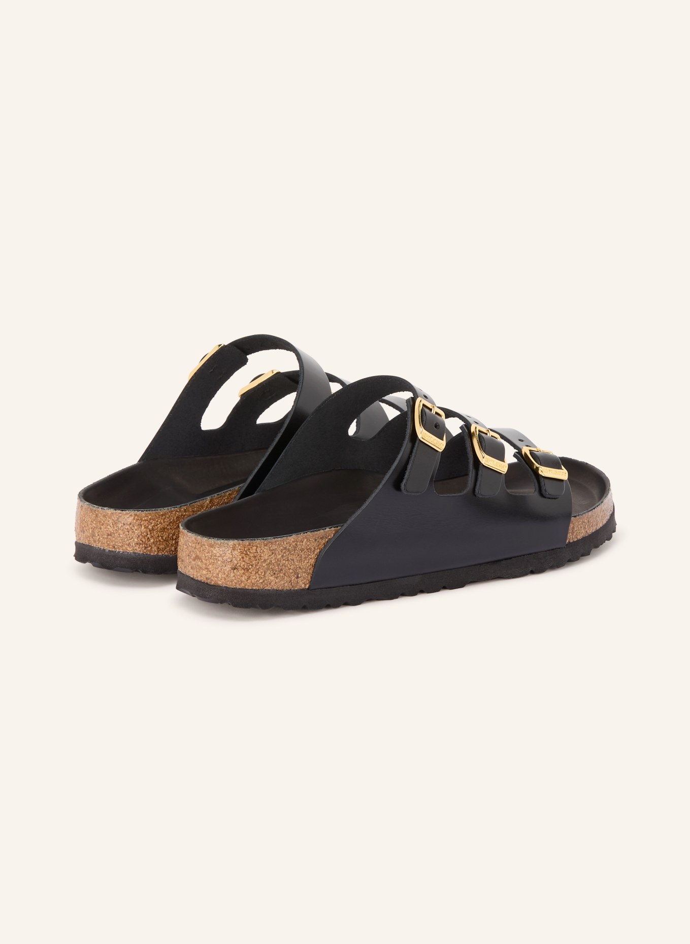 BIRKENSTOCK FLORIDA Mules: BLACK / GOLD