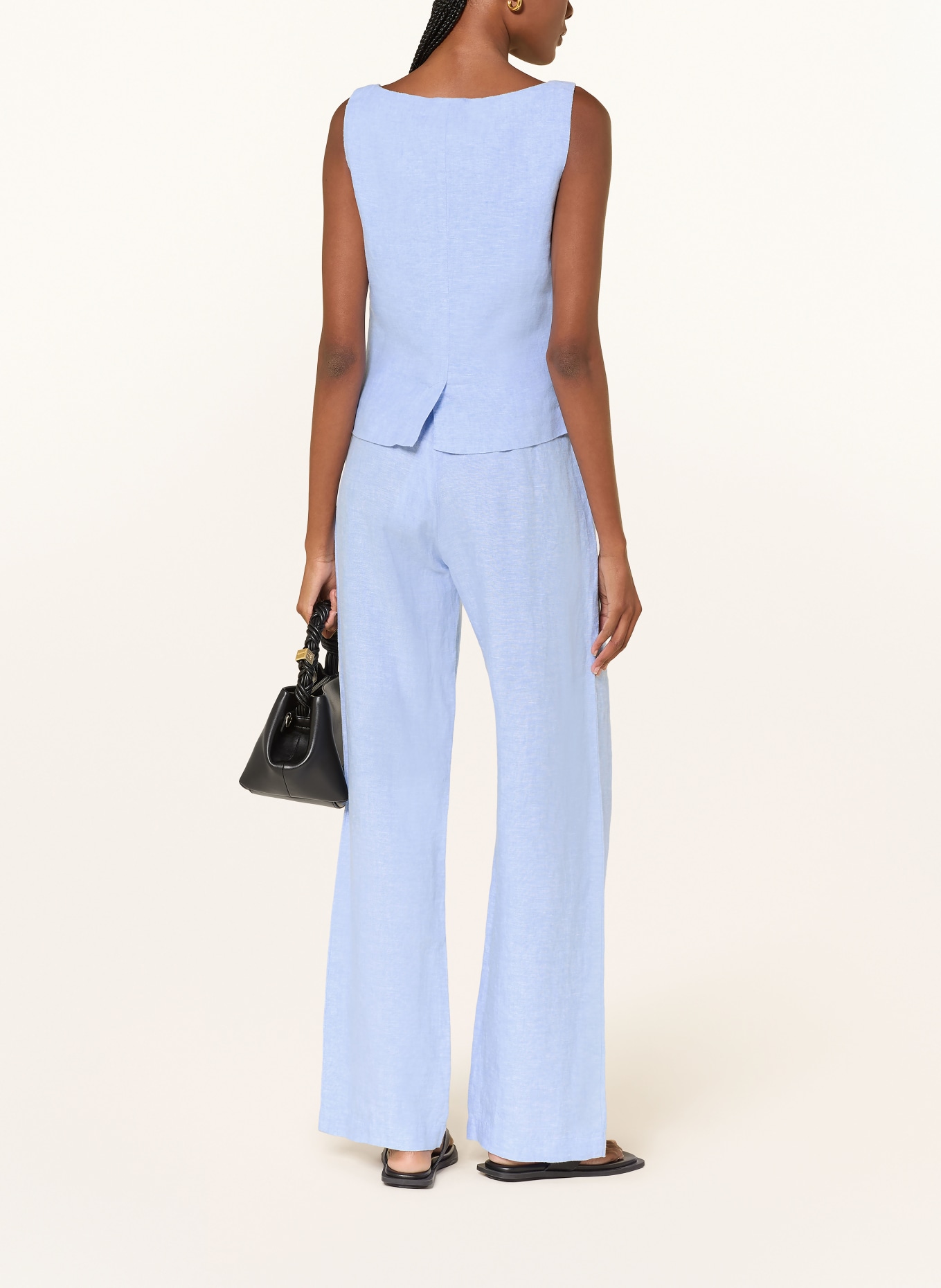 SAMSØE  SAMSØE Kamizelka typu blezer SALOVES z lnu: JASNONIEBIESKI