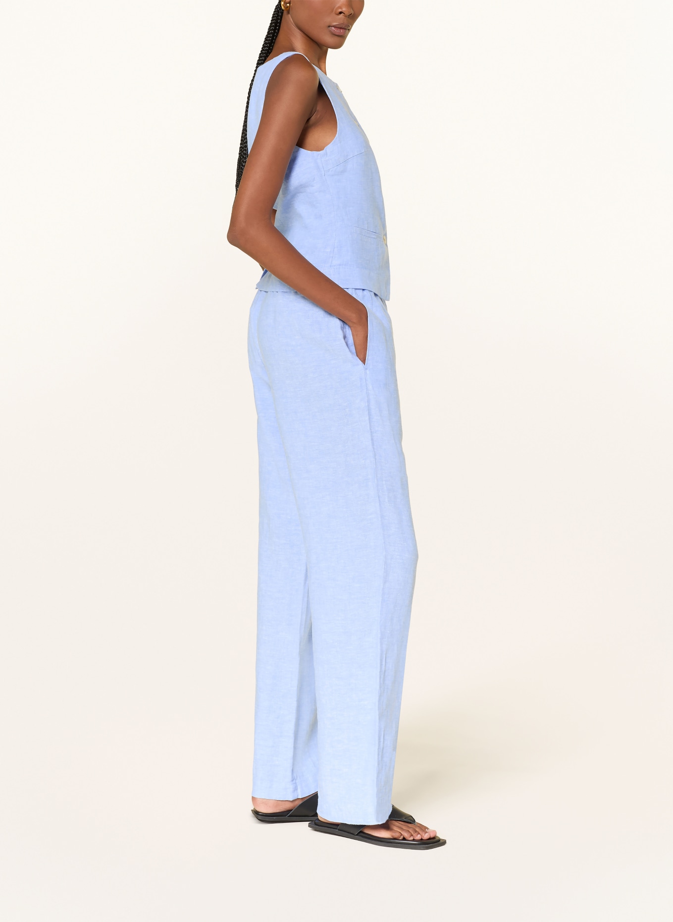 SAMSØE  SAMSØE Pantalon Marlene SATOVES en lin: BLEU CLAIR