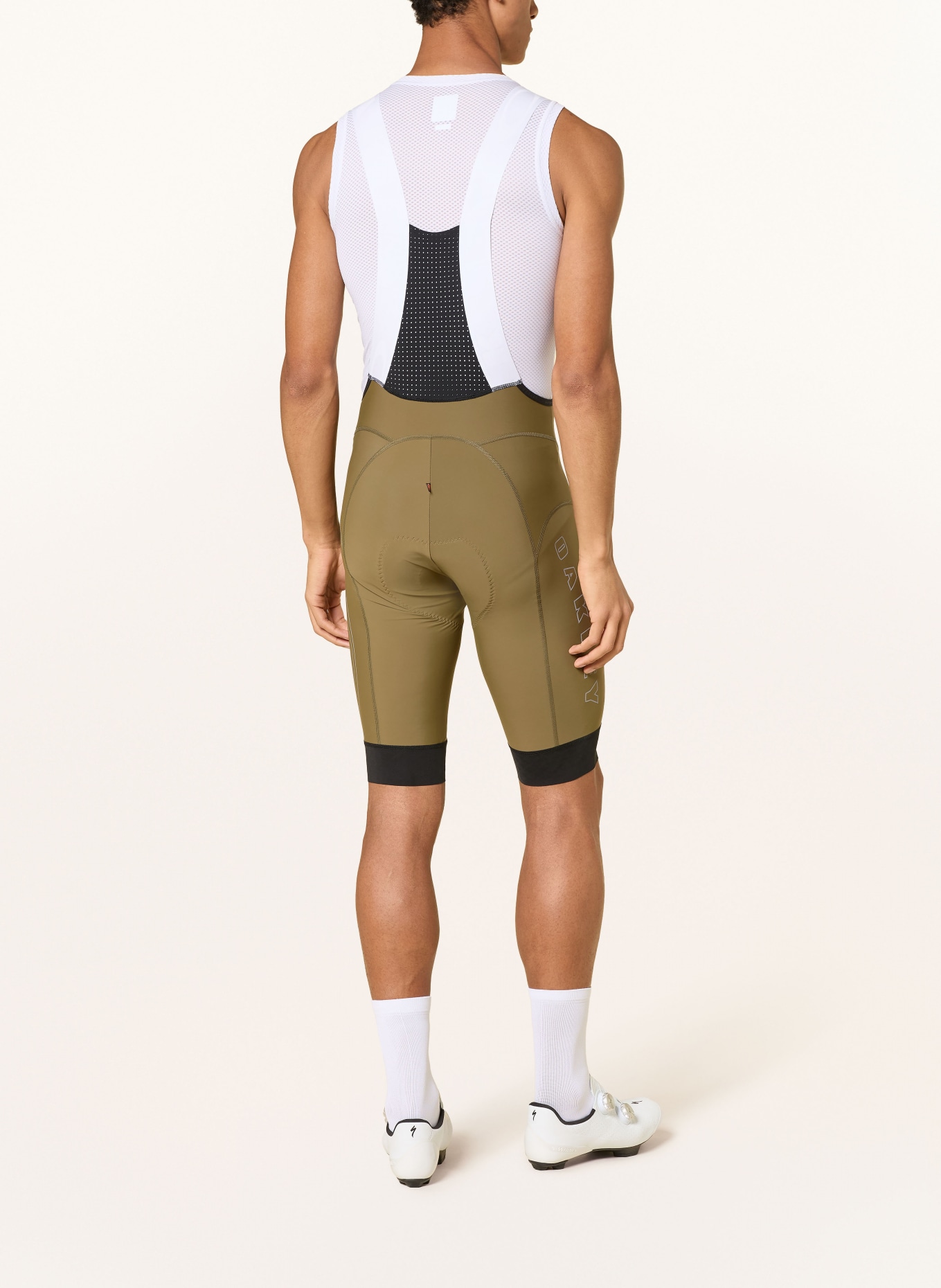 OAKLEY Radhose ENDURANCE TEMPO mit Trägern und gepolstertem Einsatz: KHAKI / WEISS / SCHWARZ