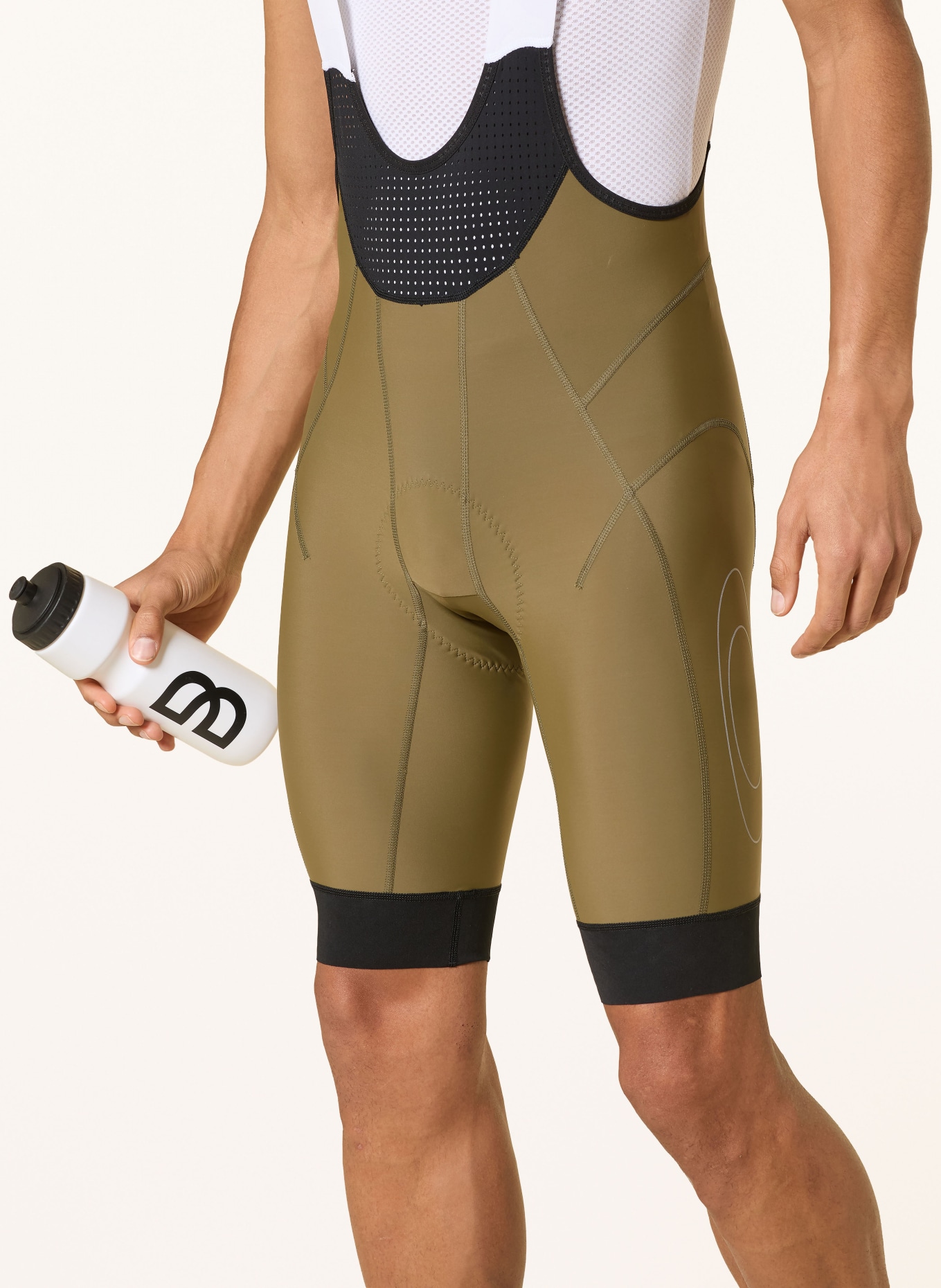 OAKLEY Radhose ENDURANCE TEMPO mit Trägern und gepolstertem Einsatz: KHAKI / WEISS / SCHWARZ