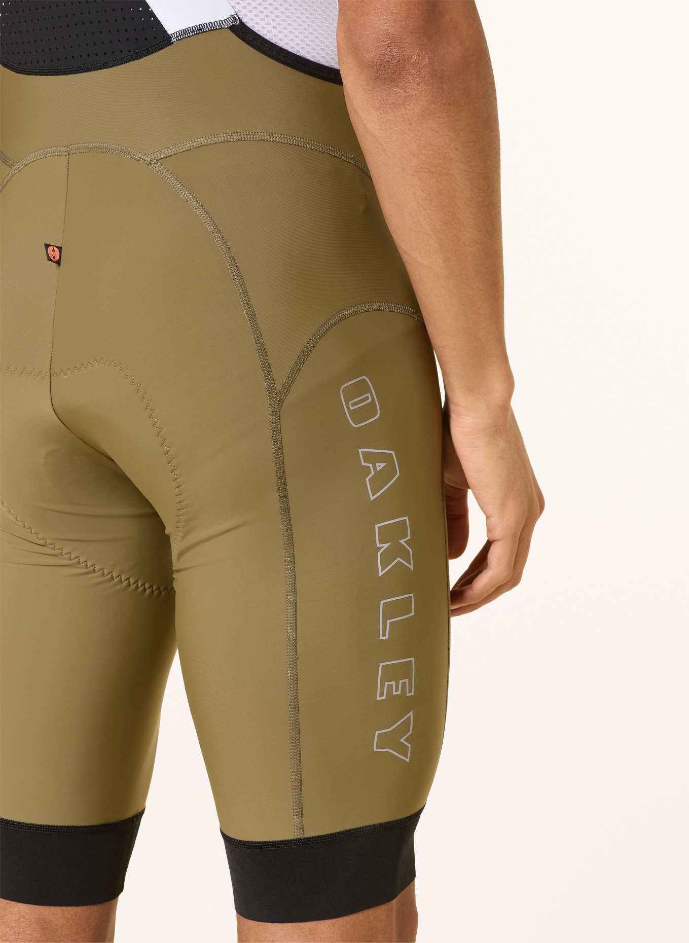 OAKLEY Radhose ENDURANCE TEMPO mit Trägern und gepolstertem Einsatz: KHAKI / WEISS / SCHWARZ