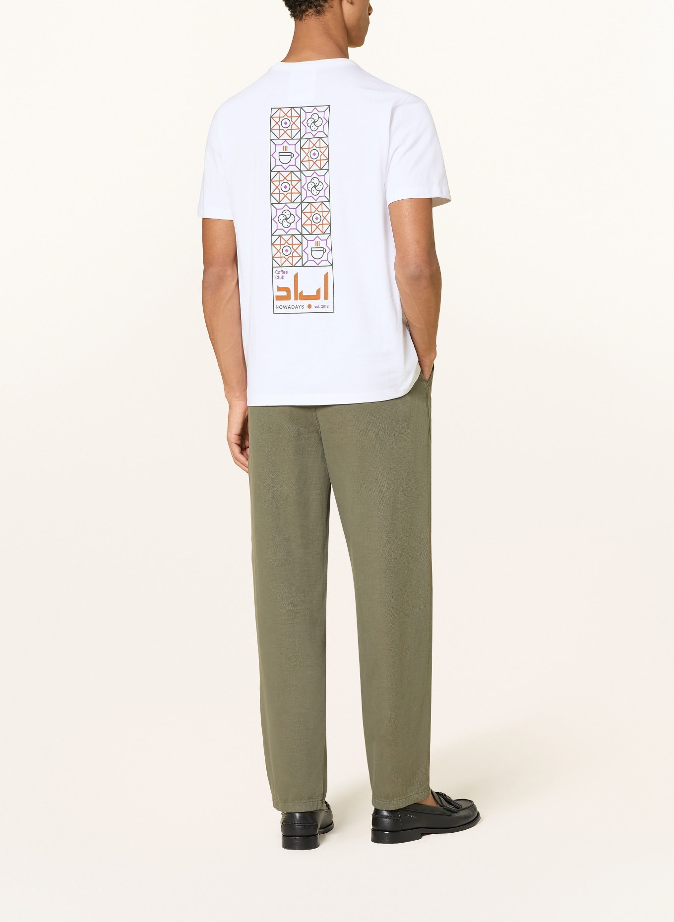 NOWADAYS T-shirt: WIT / PAARS / GROEN