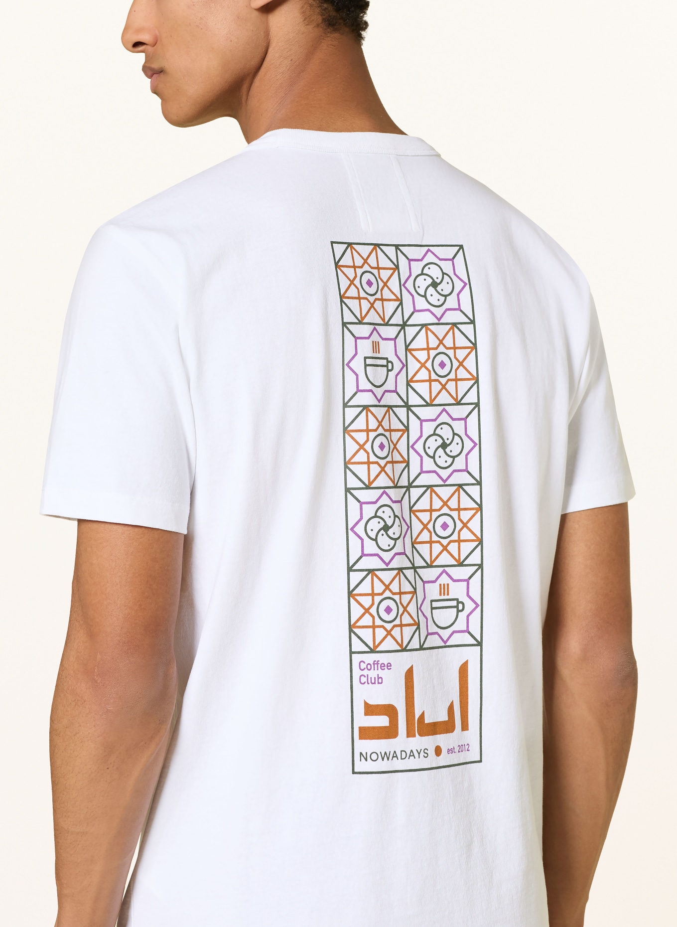 NOWADAYS T-shirt: WIT / PAARS / GROEN