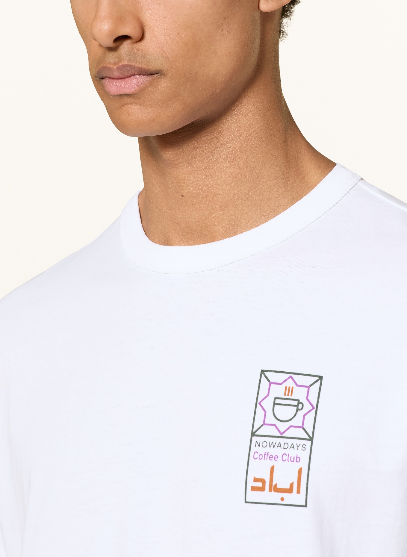 NOWADAYS T-shirt: WIT / PAARS / GROEN