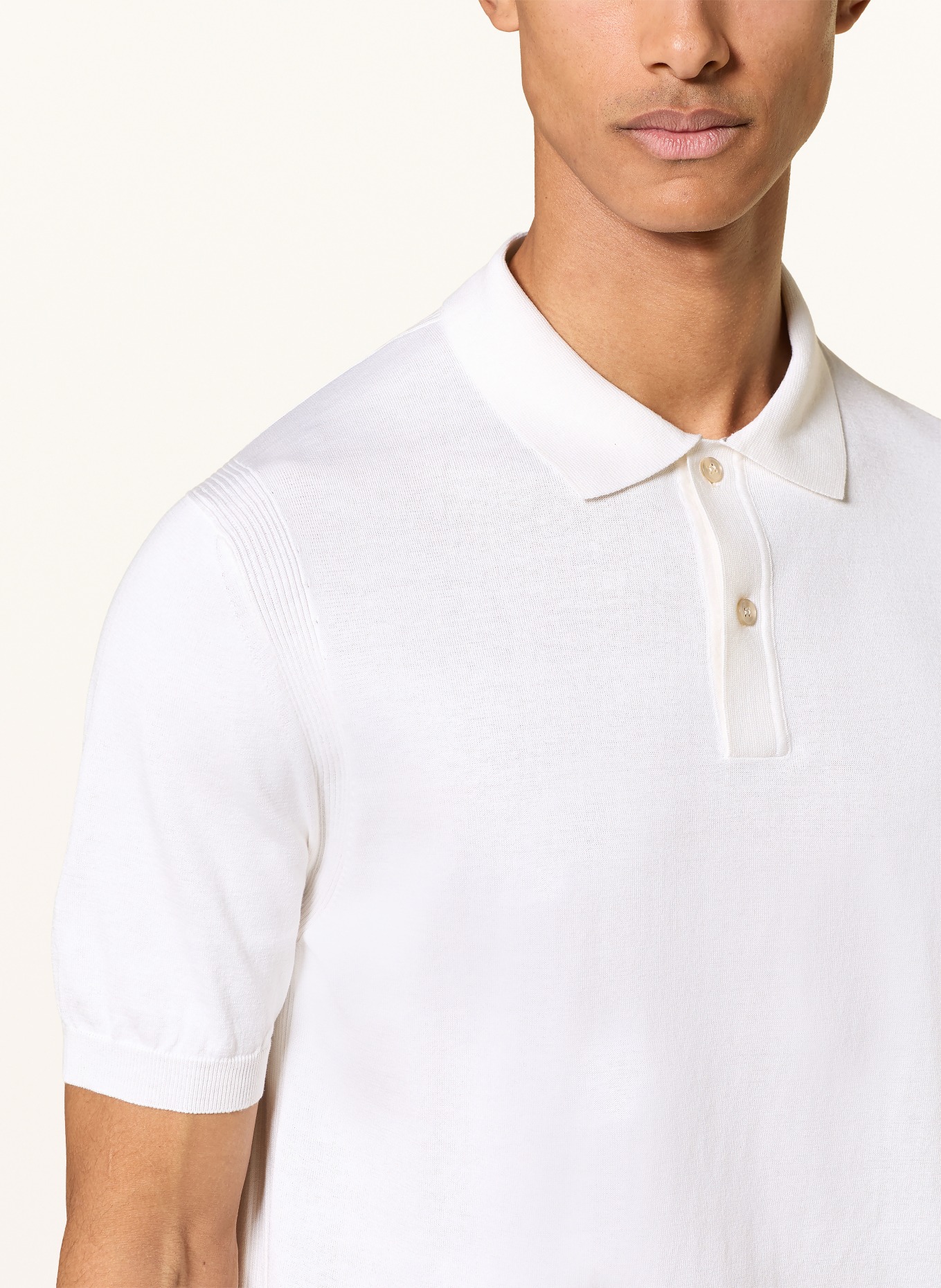 PAUL & SHARK Strick-Poloshirt mit Seide: WEISS