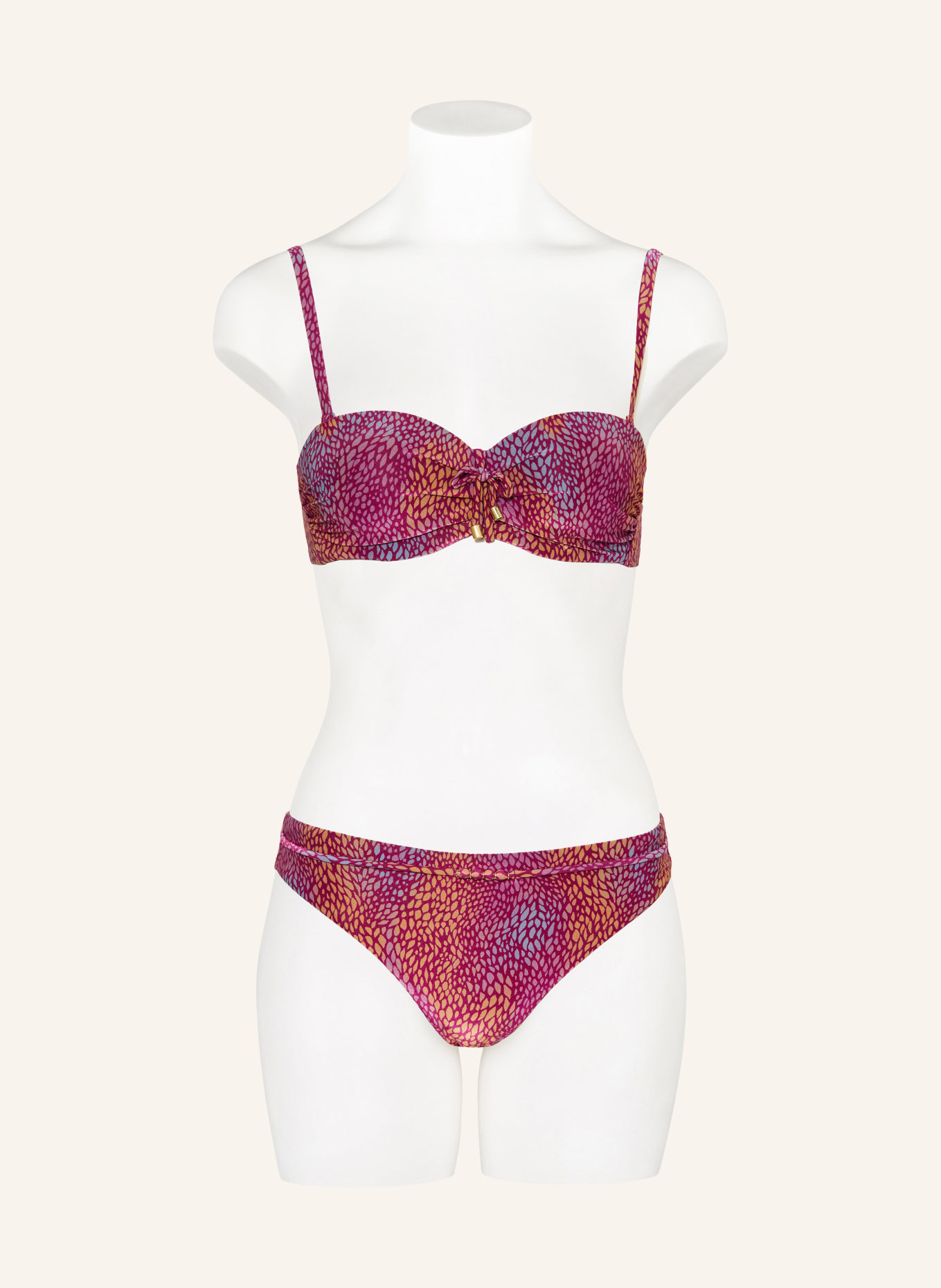 CYELL Basic-Bikini-Hose BURGUNDY DROPS: FUCHSIA / BLAUGRAU / DUNKELGELB