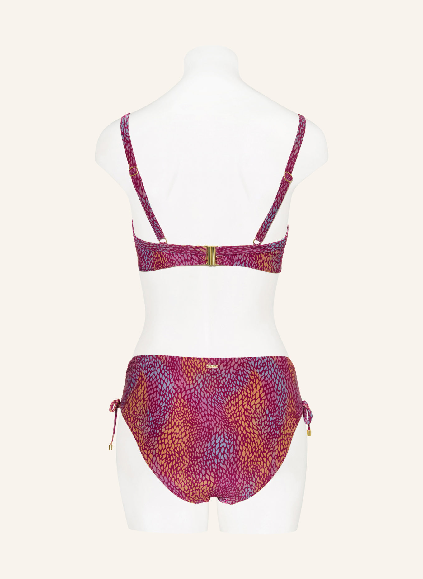 CYELL Basic-Bikini-Top BURGUNDY DROPS: FUCHSIA / BLAUGRAU / DUNKELGELB